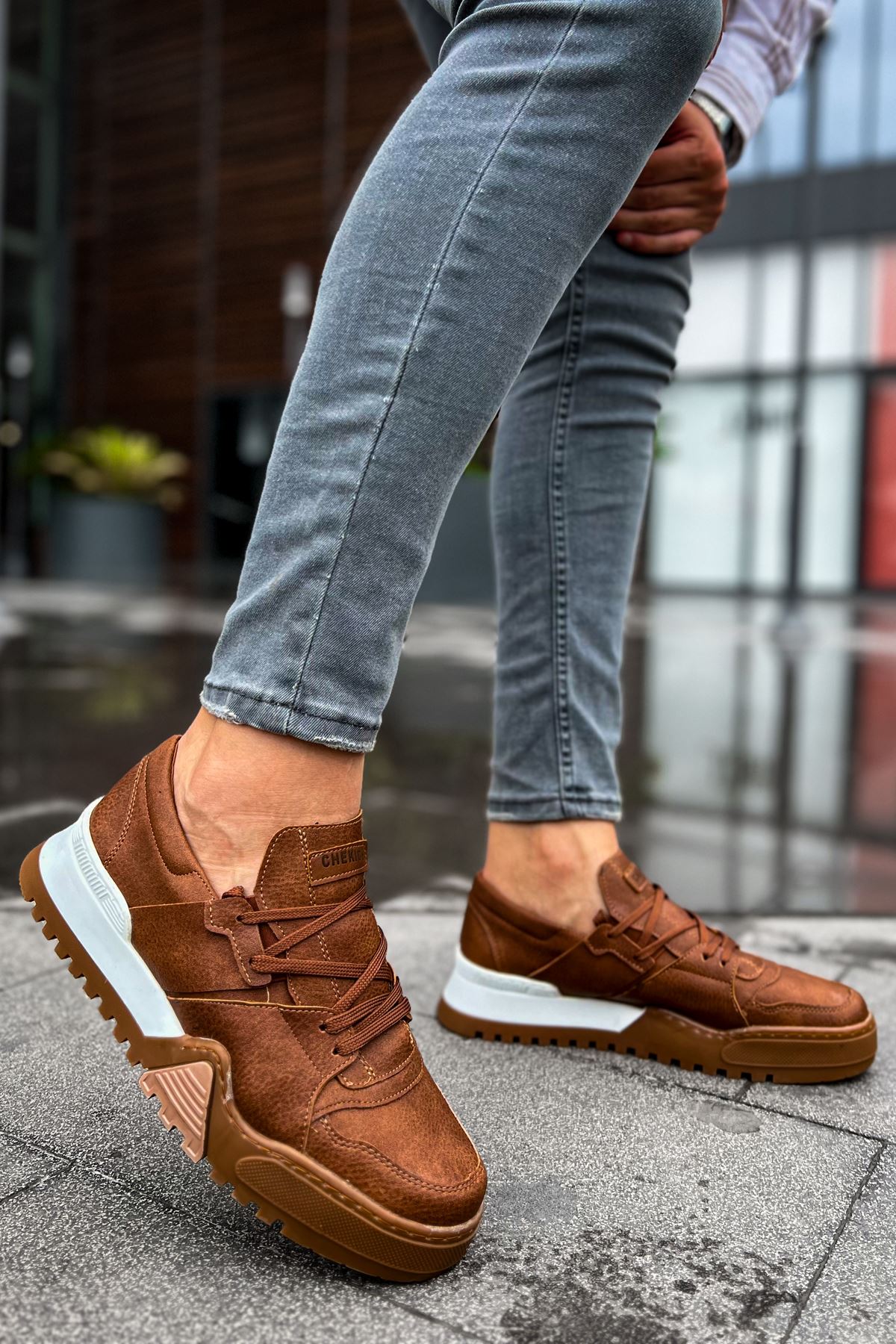 Bağcıklı Erkek Spor Ayakkabı Taba - Görsel 2