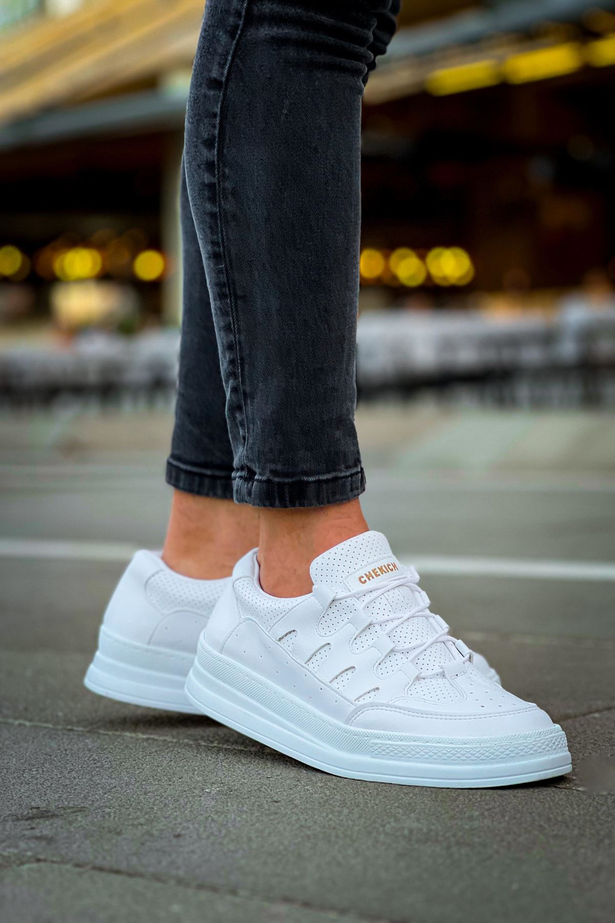 Bağcık Detaylı Erkek Spor Ayakkabı Beyaz - Görsel 7