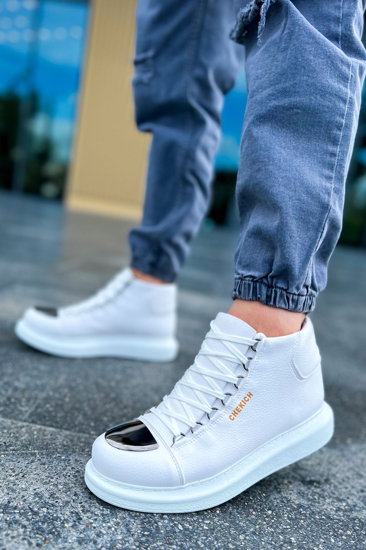 Bağcıklı Erkek Sneaker Bot Beyaz - Görsel 2