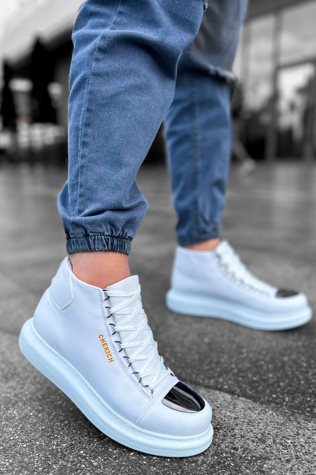 Bağcıklı Erkek Sneaker Bot Beyaz - Görsel 3