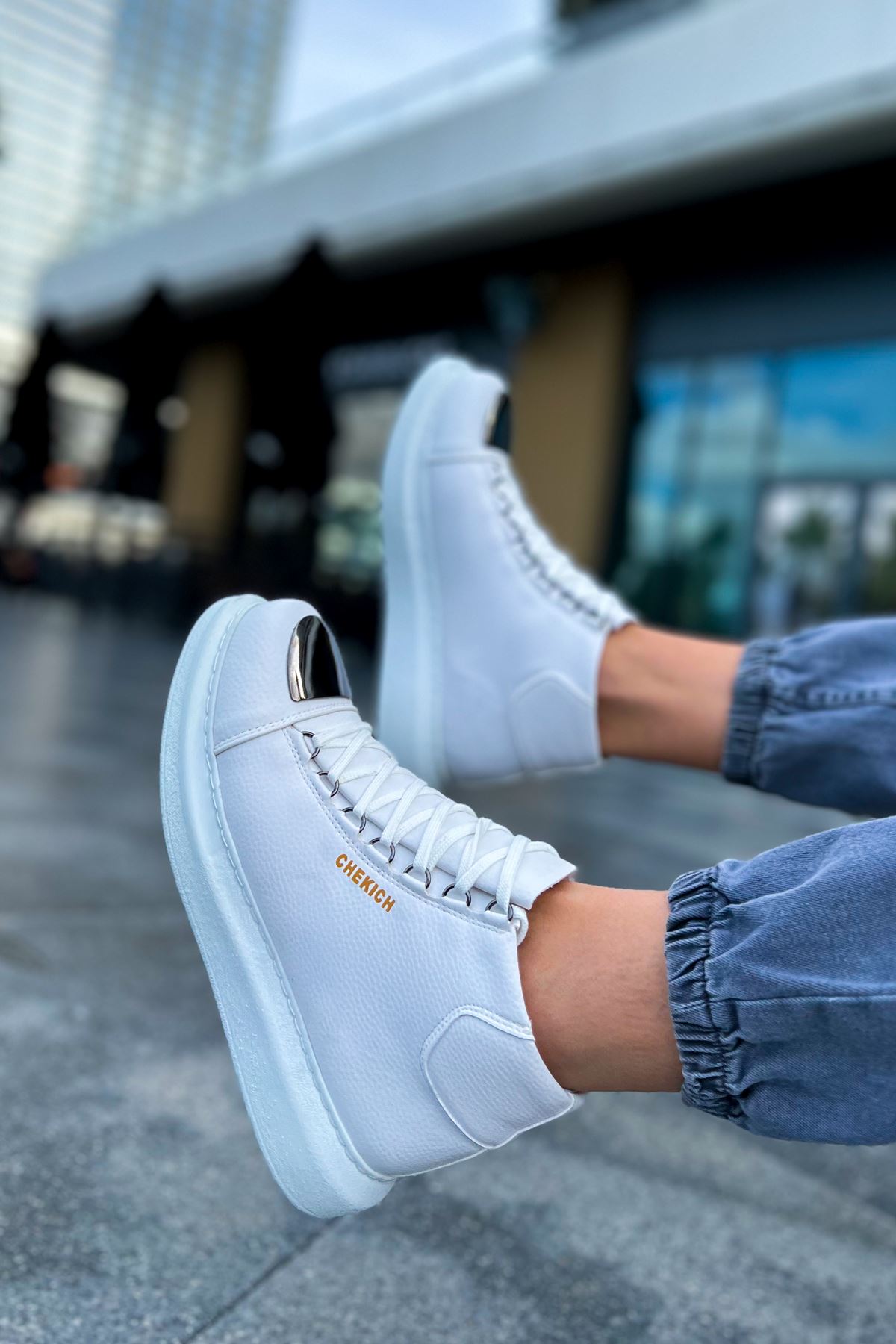 Bağcıklı Erkek Sneaker Bot Beyaz - Görsel 5