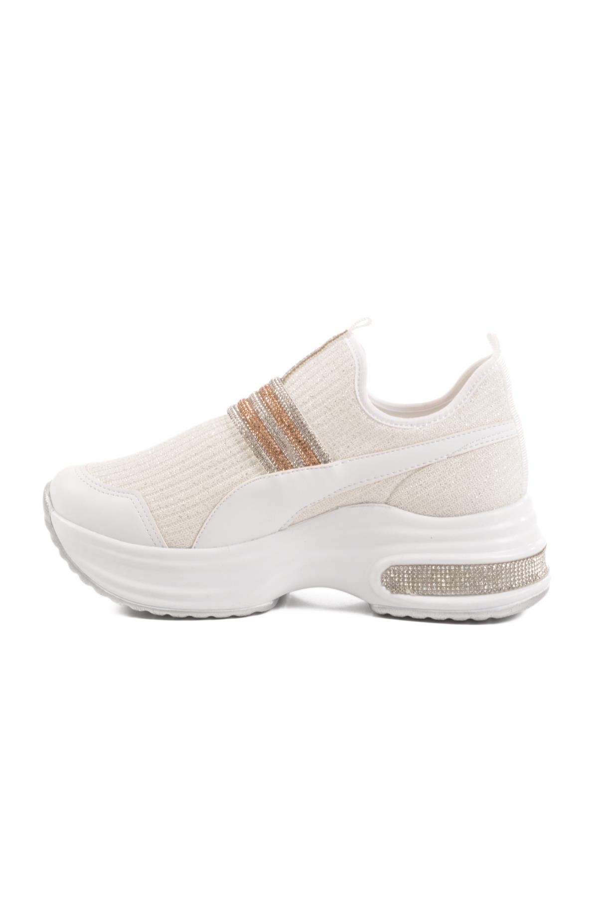 702307 Z Beyaz Kadın Taşlı Günlük Ayakkabı - Görsel 3