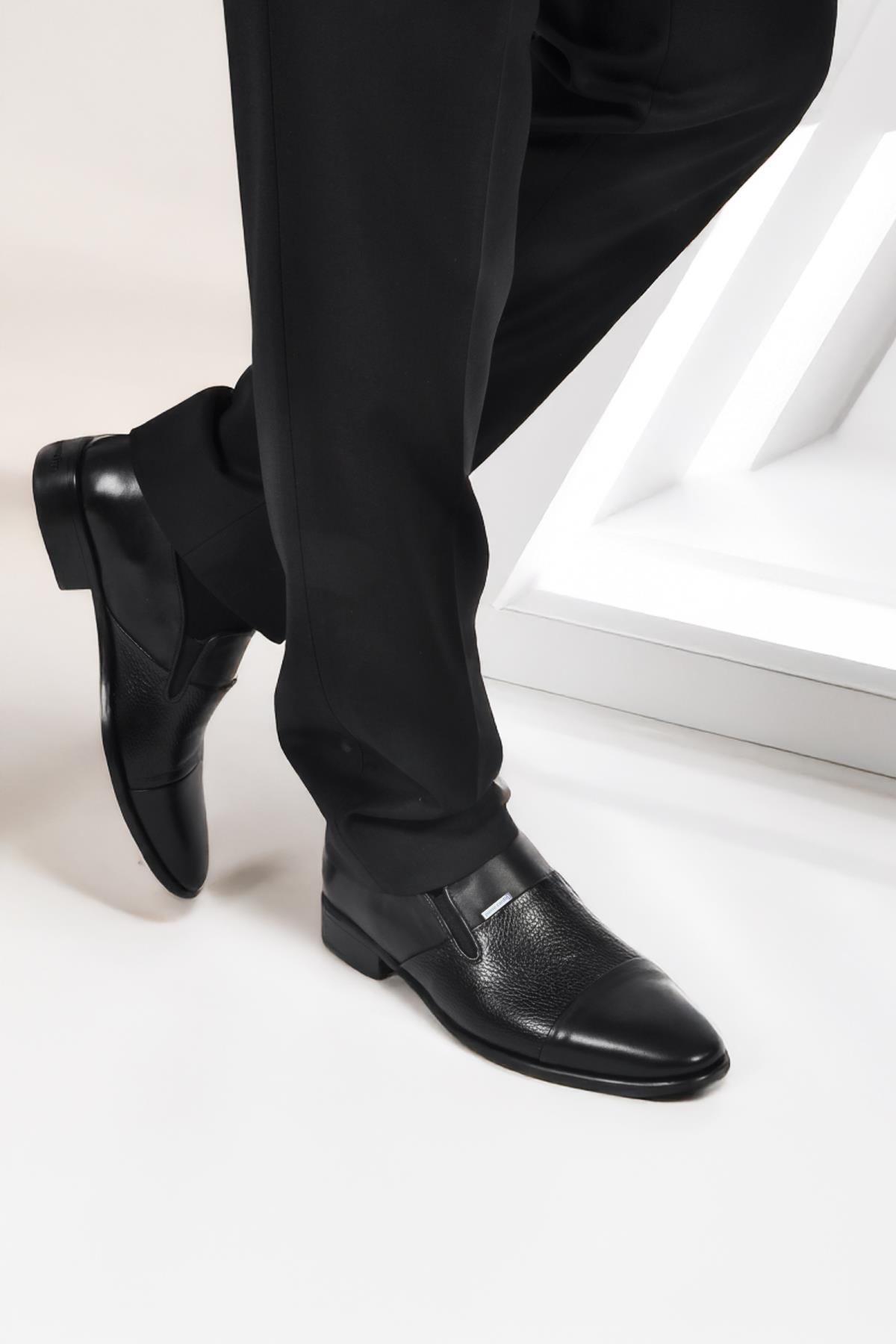 70555 M Siyah Hakiki Deri Erkek Klasik Ayakkabı - Görsel 4