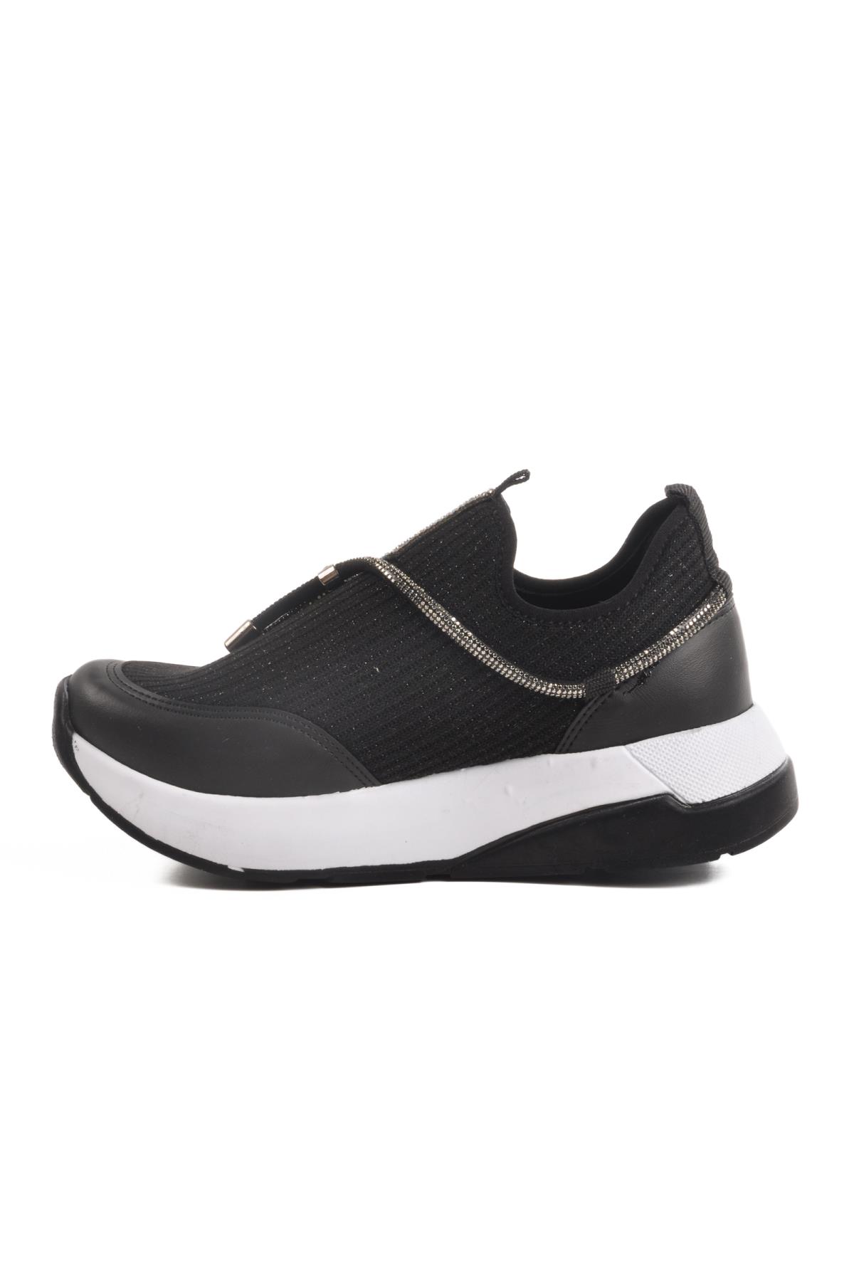 702498 Z Siyah-Beyaz Kadın Taşlı Günlük Ayakkabı - Görsel 3