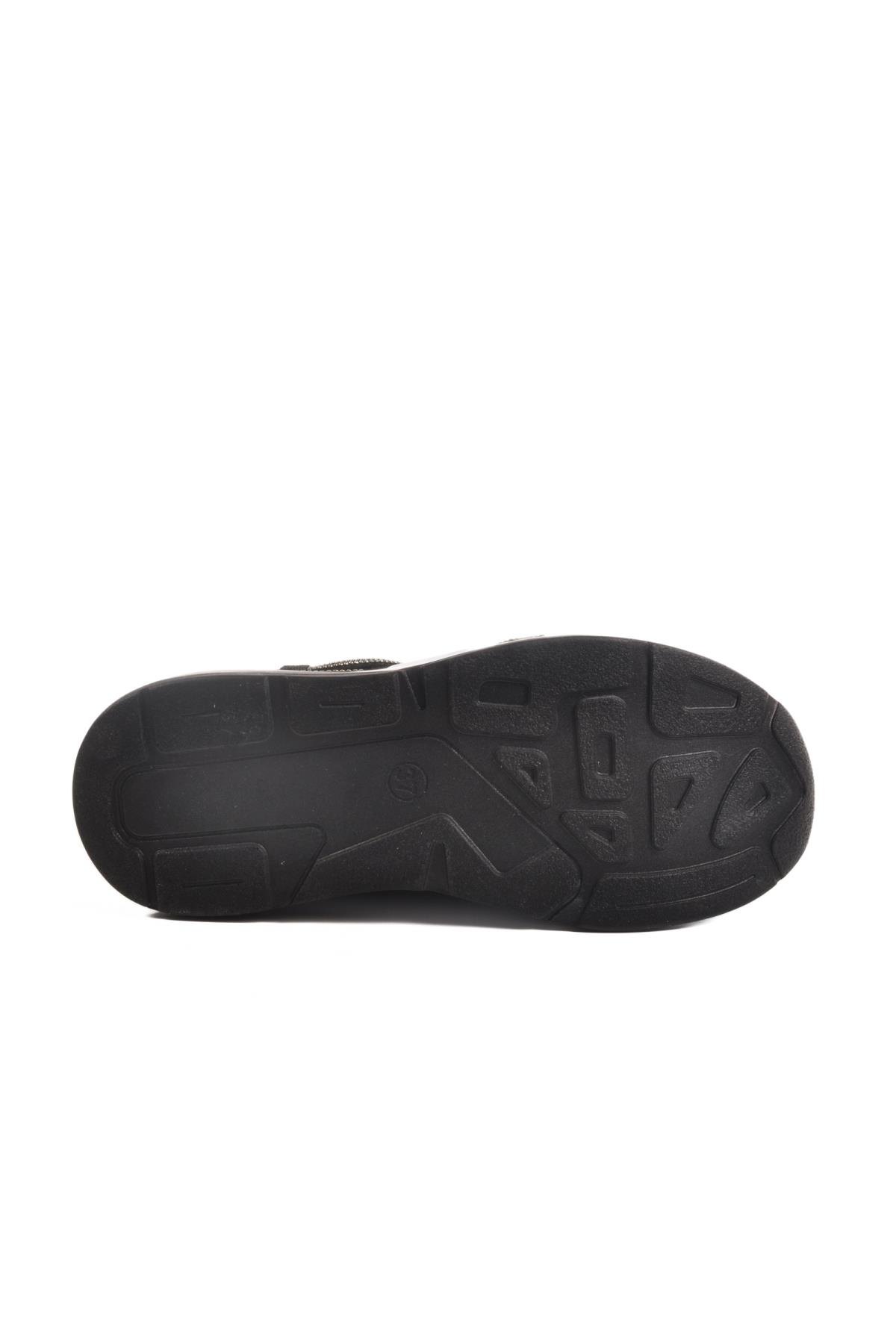 702498 Z Siyah-Beyaz Kadın Taşlı Günlük Ayakkabı - Görsel 6