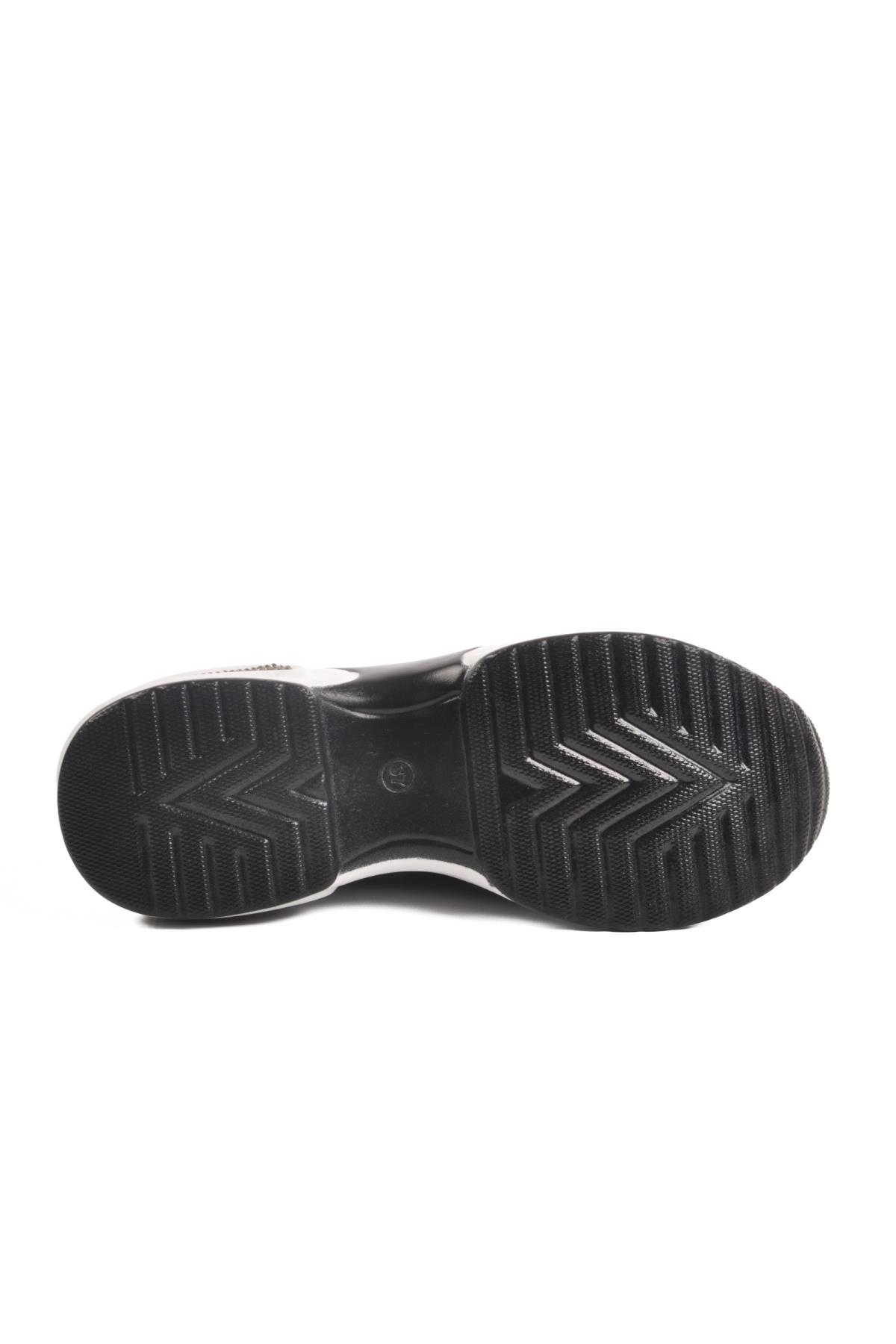 702307 Z Siyah-Beyaz Kadın Taşlı Günlük Ayakkabı - Görsel 6