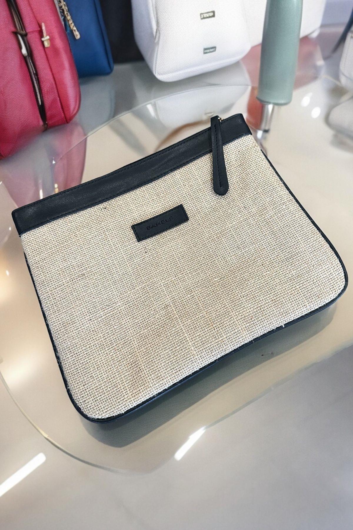 BAHELS Jüt Hasır Özel Tasarım Kadın Portföy & Clutch Çanta