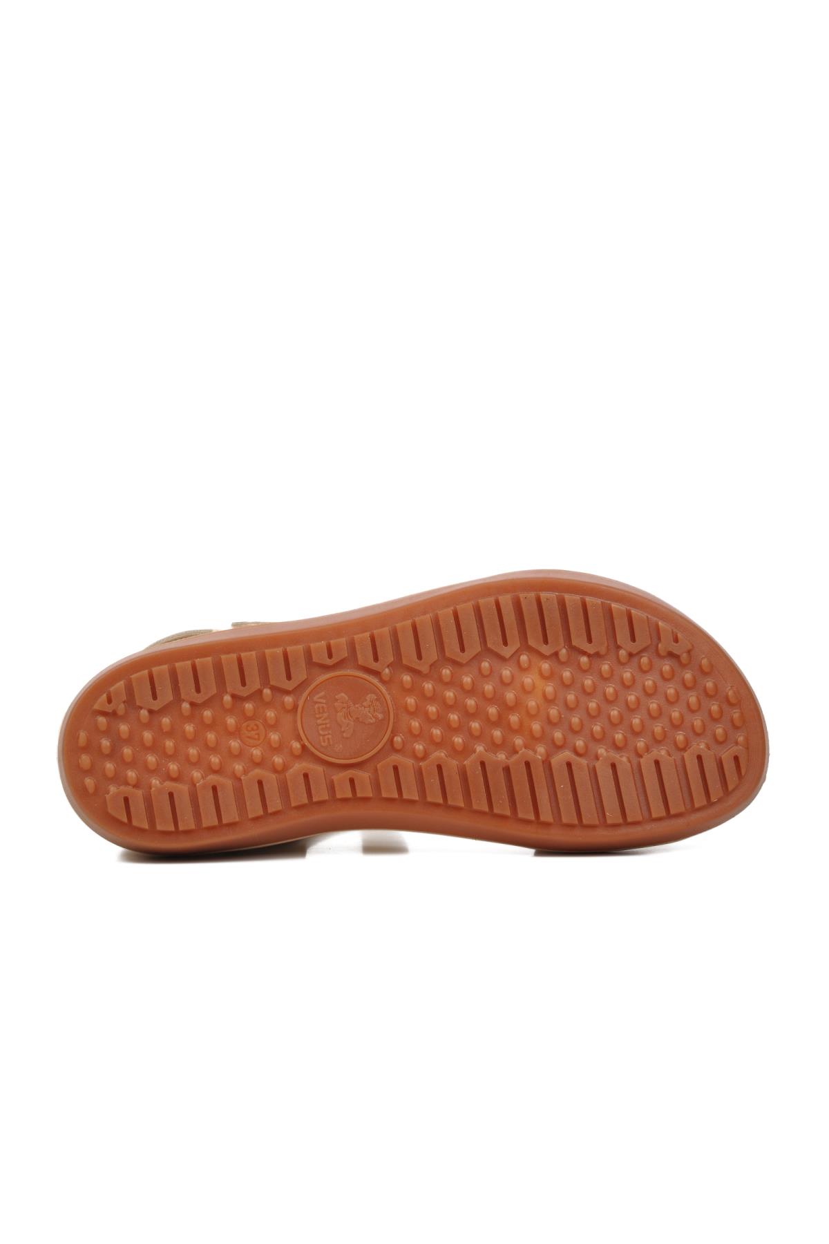 202064Y Z Bej Hakiki Deri Kadın Sandalet - Görsel 6