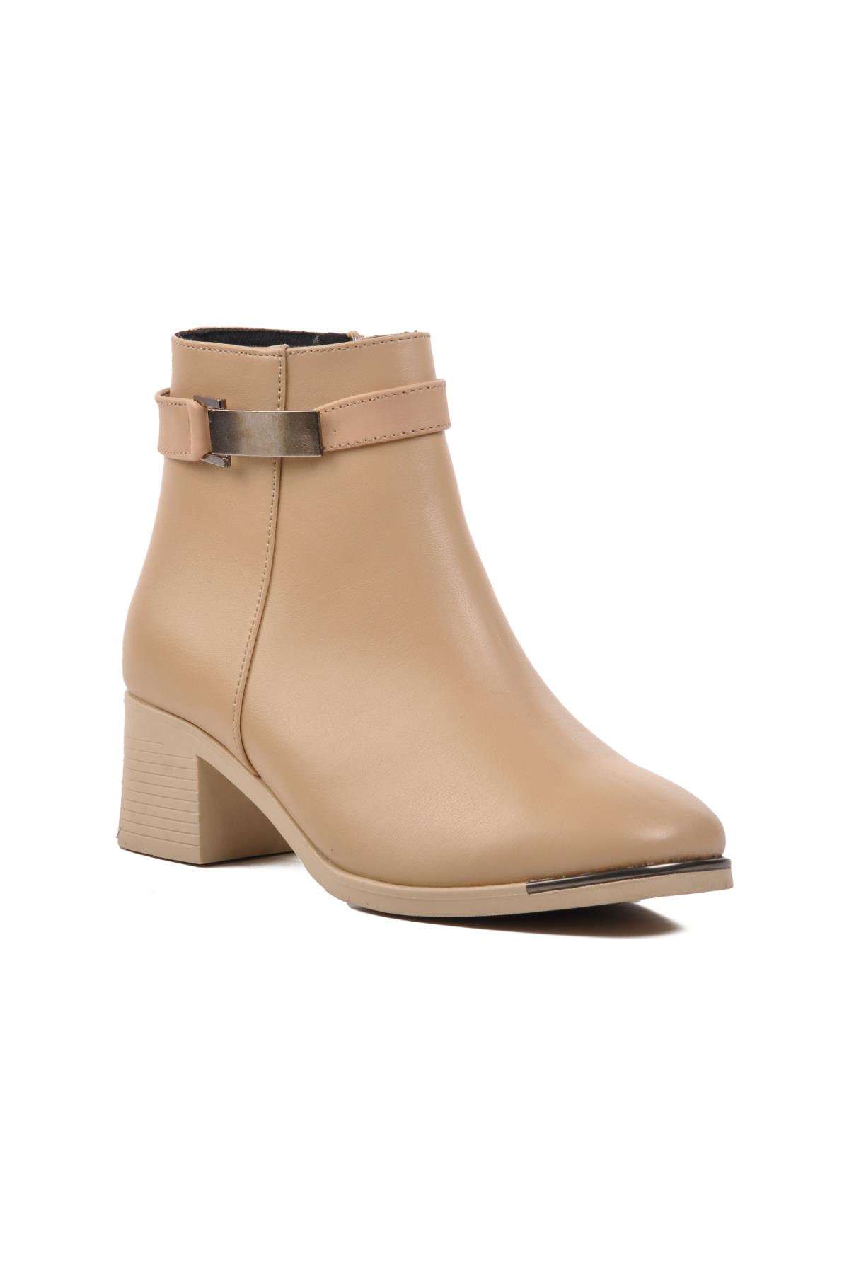 358093 Nude İçi Polarlı Kadın Topuklu Bot - Görsel 2