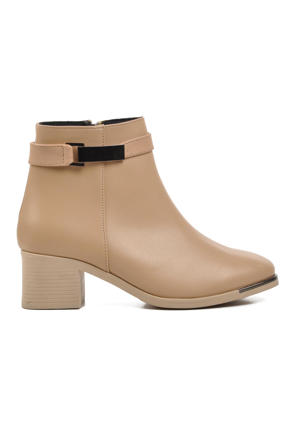 358093 Nude İçi Polarlı Kadın Topuklu Bot - Görsel 9