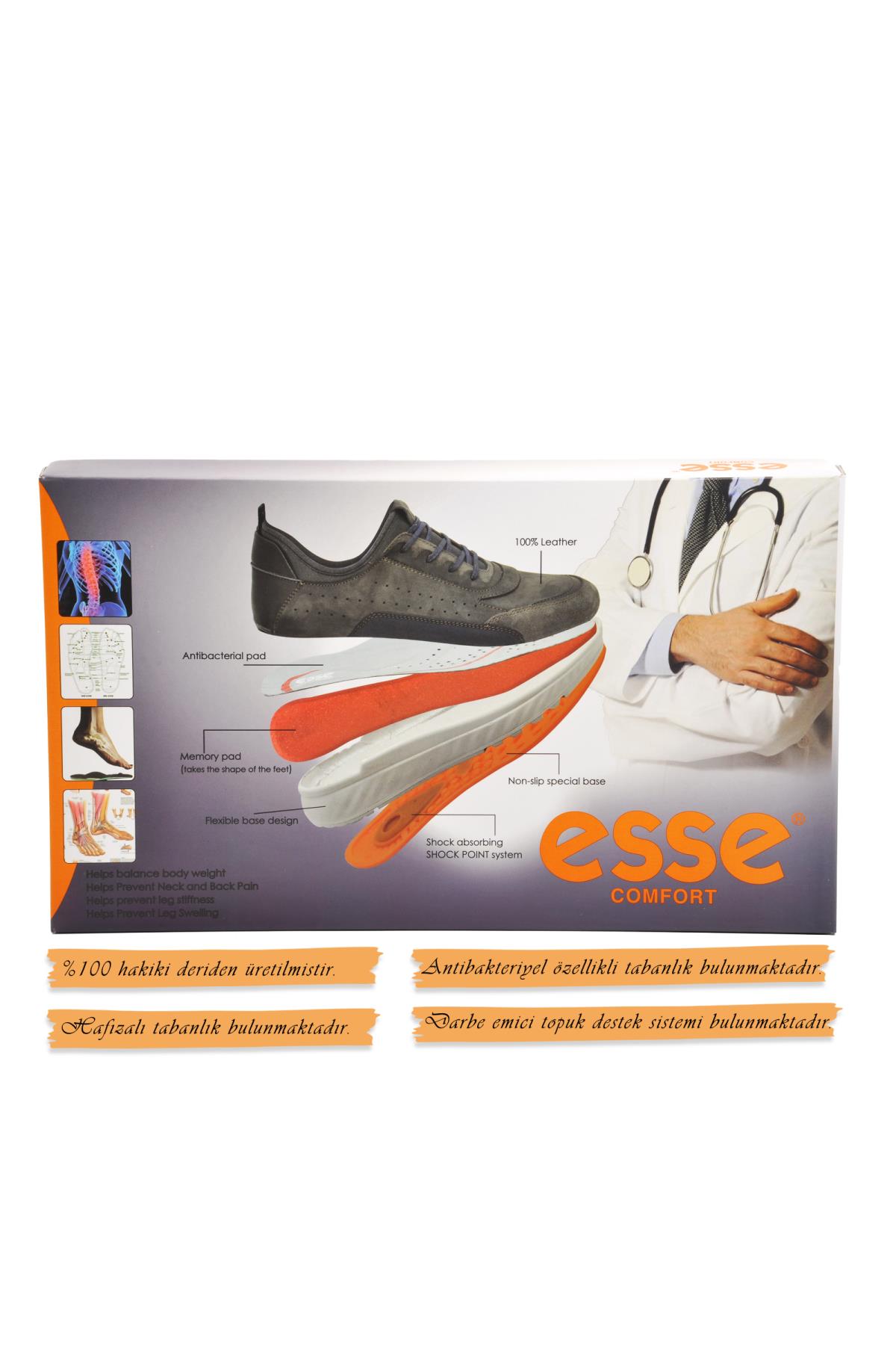 28326 Geniş Kalıp Ortopedik Deri Siyah Erkek Klasik Ayakkabı - Görsel 6