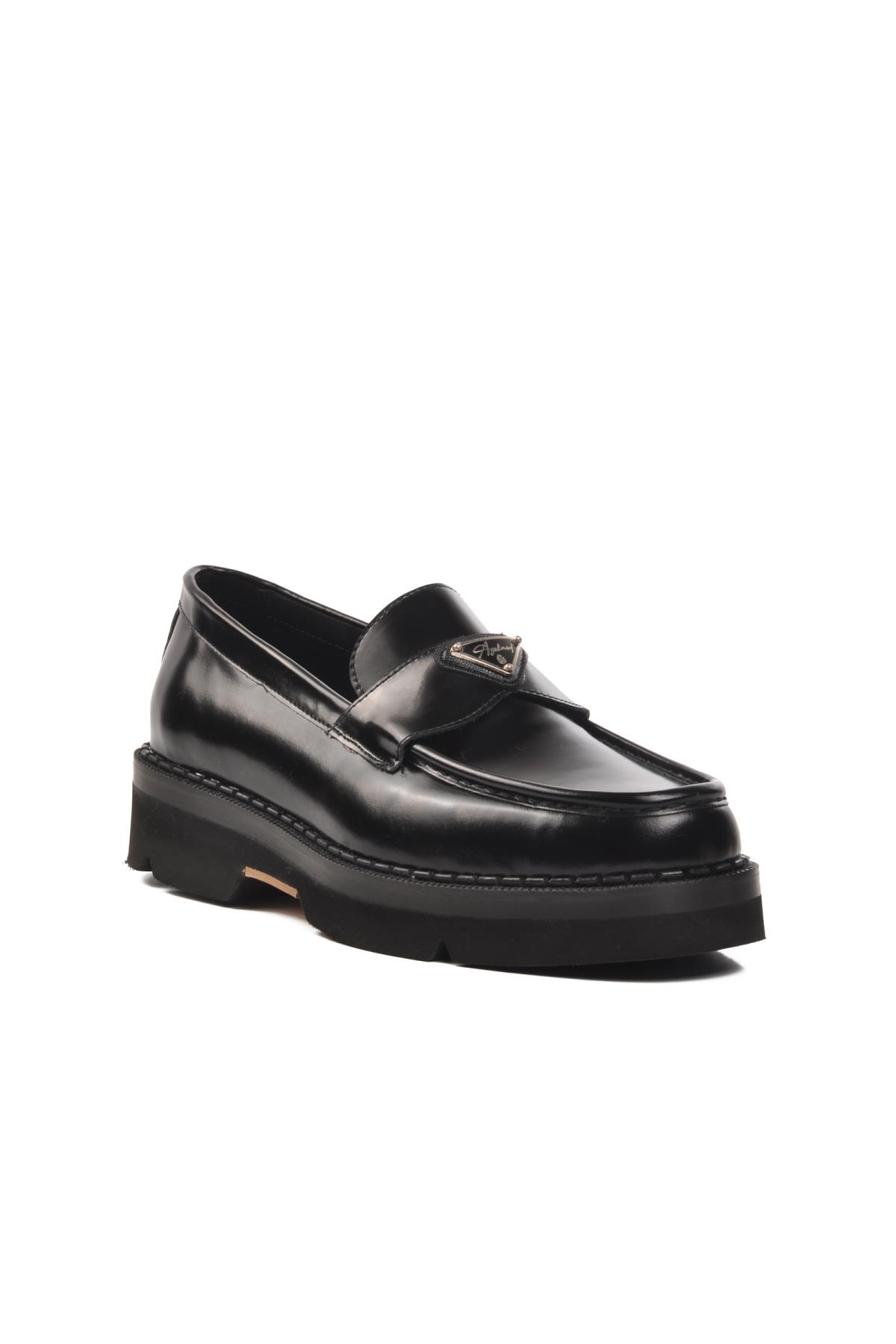 Premium 7708 Siyah Geniş Kalıp Deri Erkek Klasik Ayakkabı - Görsel 2