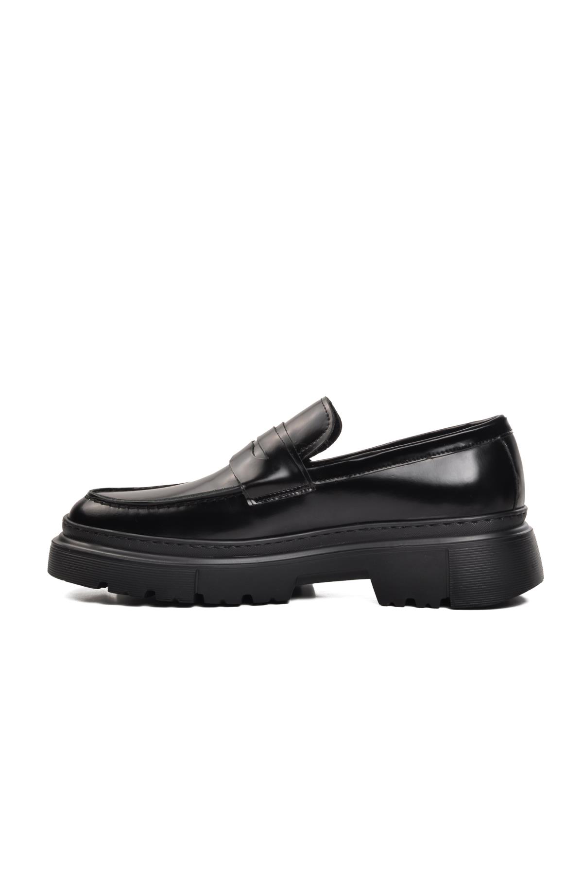 Premium 1308-5 Siyah Hakiki Deri Geniş Kalıp Erkek Klasik Ayakkabı - Görsel 4