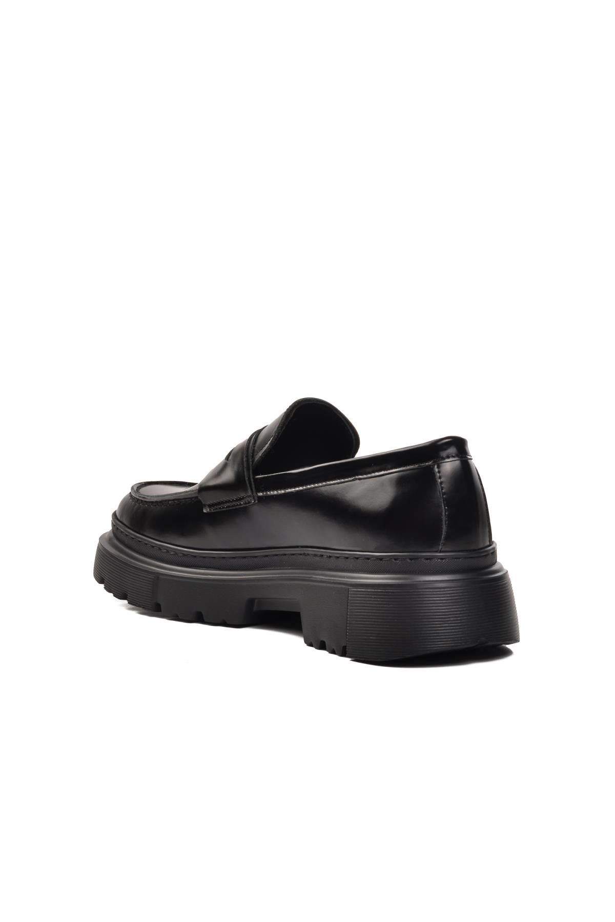 Premium 1308-5 Siyah Hakiki Deri Geniş Kalıp Erkek Klasik Ayakkabı - Görsel 5