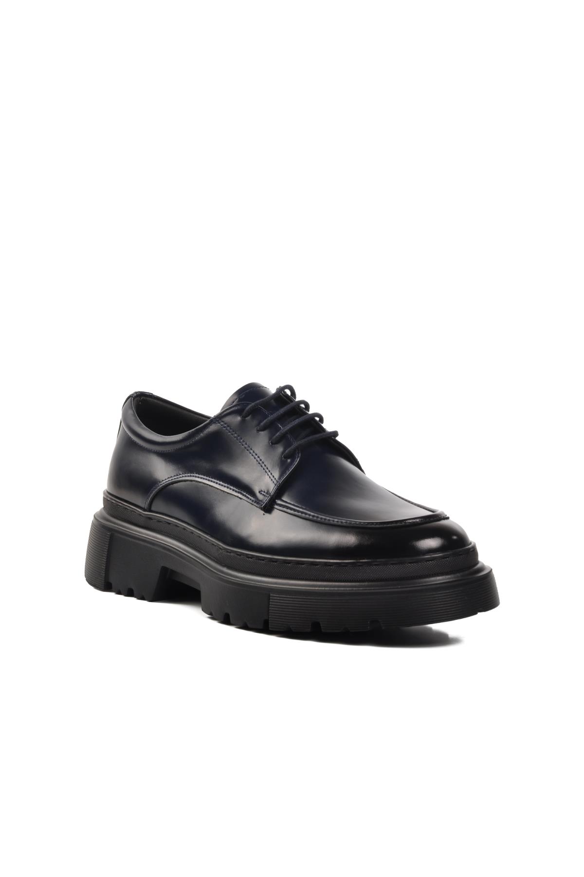 Premium 1308 Lacivert Geniş Kalıp Hakiki Deri Erkek Klasik Ayakkabı - Görsel 2