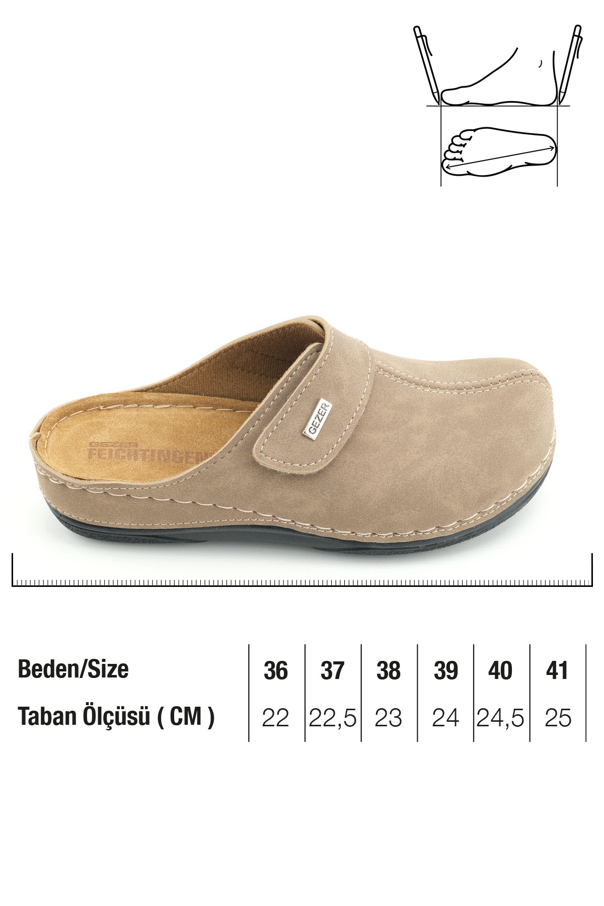 FEICHTINGEN Kadın Yazlık İç Taban Hakiki Deri Tek Cırtlı Ayarlanabilir Rahat Taban Günlük Terlik - Görsel 3