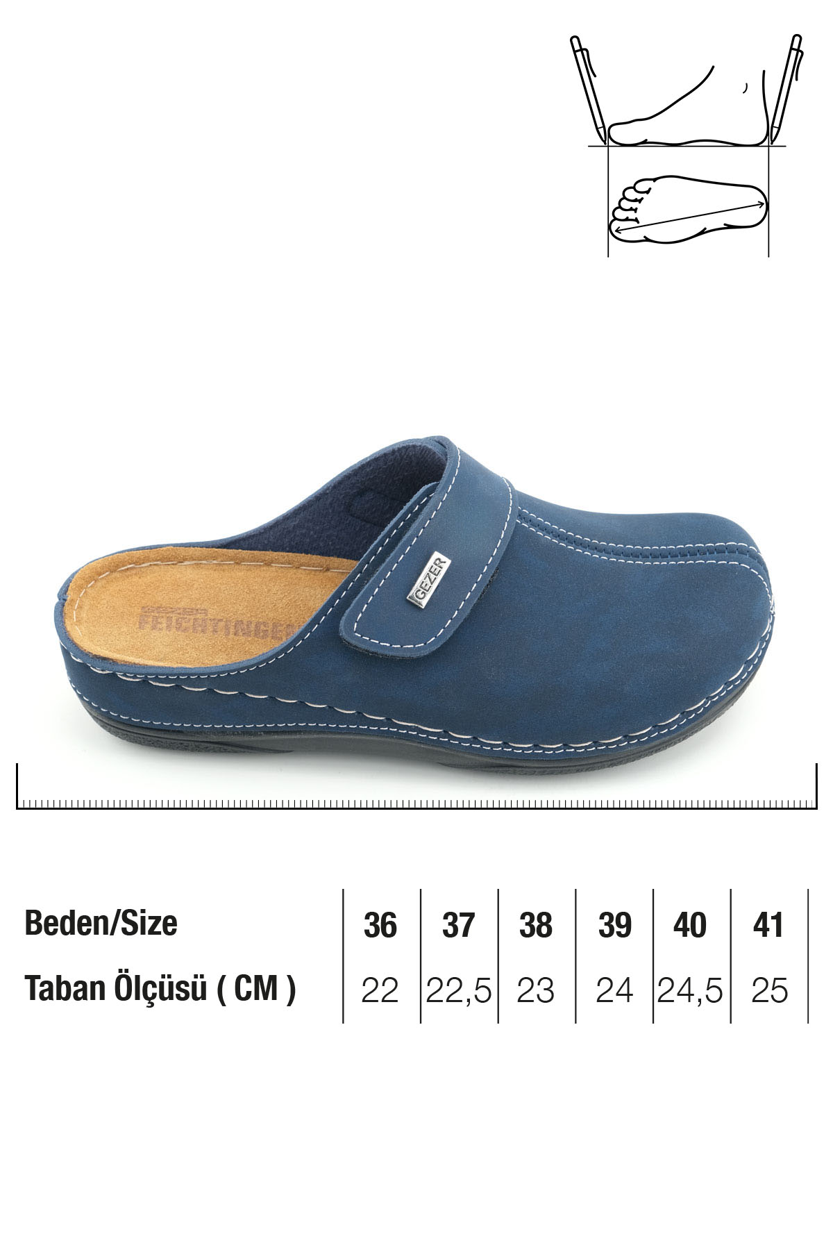 FEICHTINGEN Kadın Yazlık İç Taban Hakiki Deri Tek Cırtlı Ayarlanabilir Rahat Taban Günlük Terlik - Görsel 3