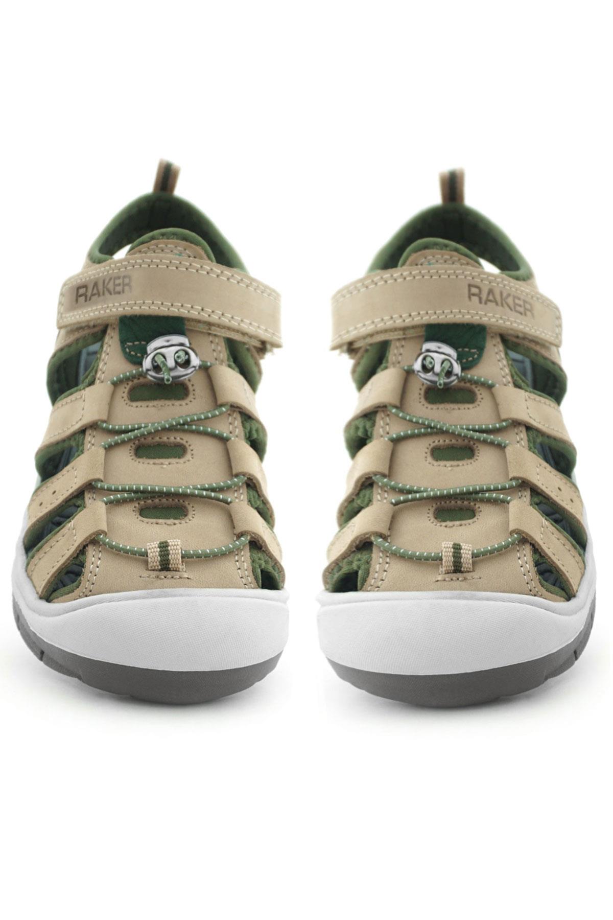 Hakiki Deri Kum Rengi Haki Yeşil Çocuk Sandalet - Görsel 10