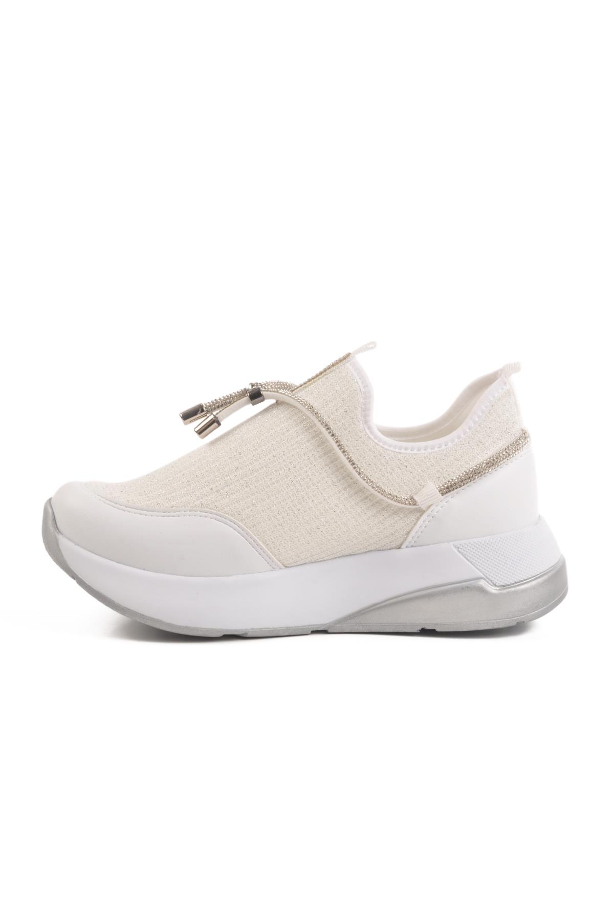 702498 Z Beyaz Kadın Taşlı Günlük Ayakkabı - Görsel 3