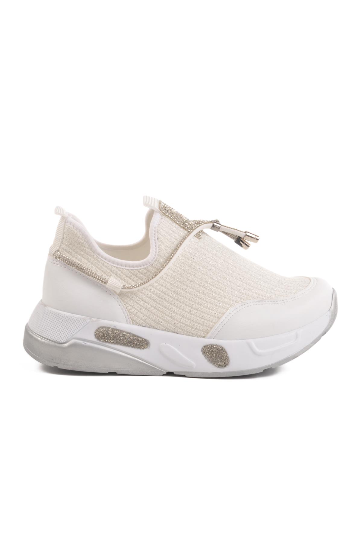 702498 Z Beyaz Kadın Taşlı Günlük Ayakkabı - Görsel 4