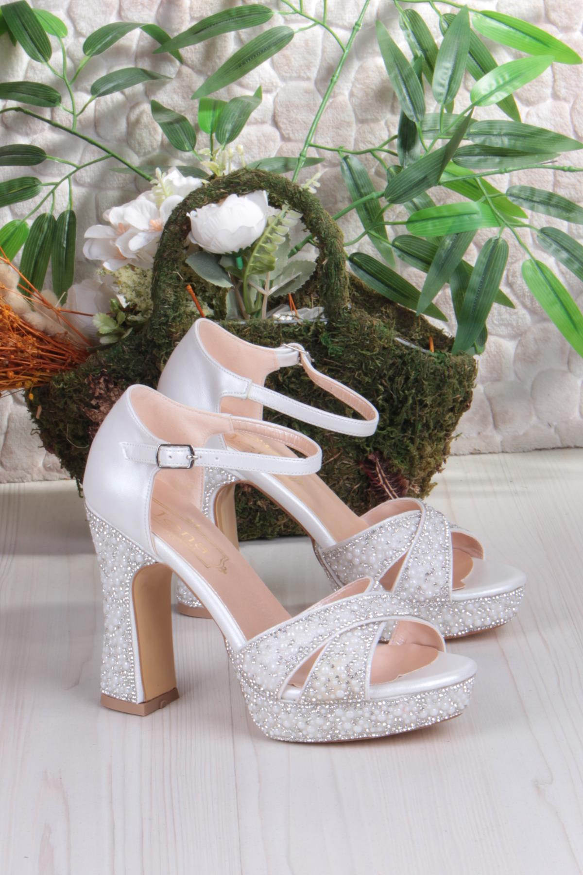 2282 Jena Platform Taban Yüksek Topuklu Özel Tasarım Kadın Ayakkabı - Görsel 6