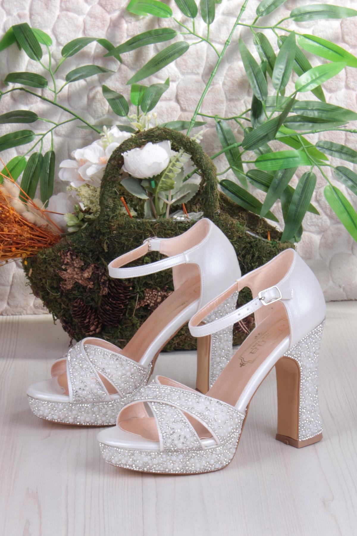 2282 Jena Platform Taban Yüksek Topuklu Özel Tasarım Kadın Ayakkabı - Görsel 7