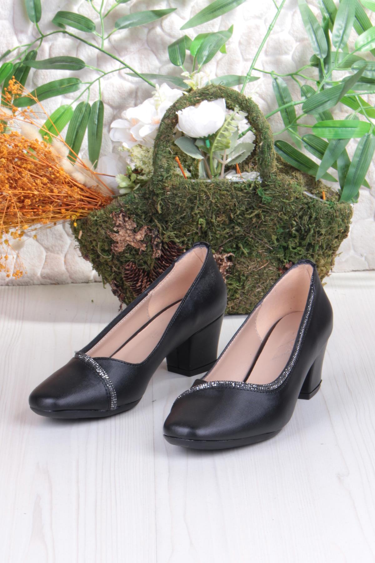 168606 Nur Taş Detaylı Alçak Topuklu Kadın Ayakkabı - Görsel 7