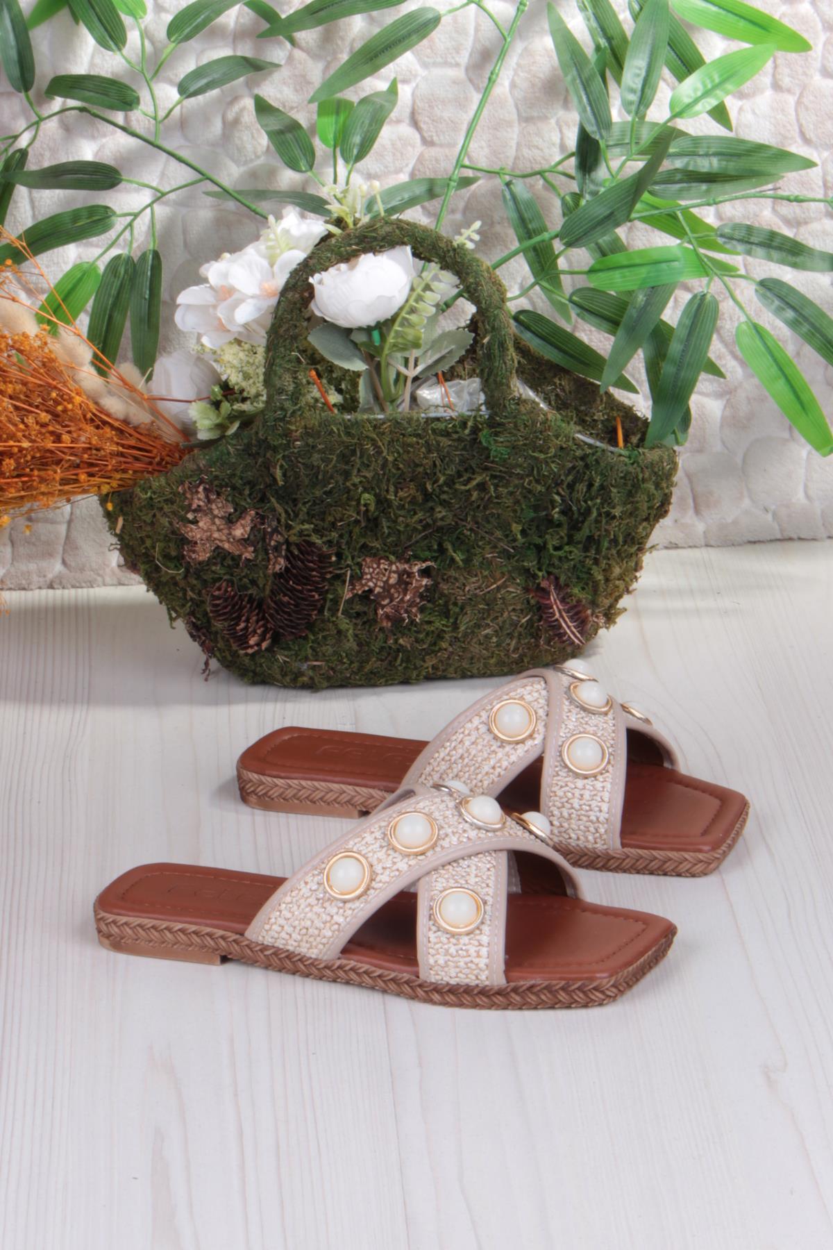 014-20 Fls Toka Detaylı Tatil Terliği Günlük Terlik Kadın Terlik - Görsel 5