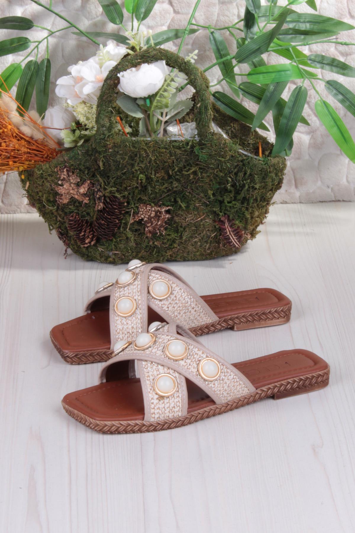 014-20 Fls Toka Detaylı Tatil Terliği Günlük Terlik Kadın Terlik - Görsel 6