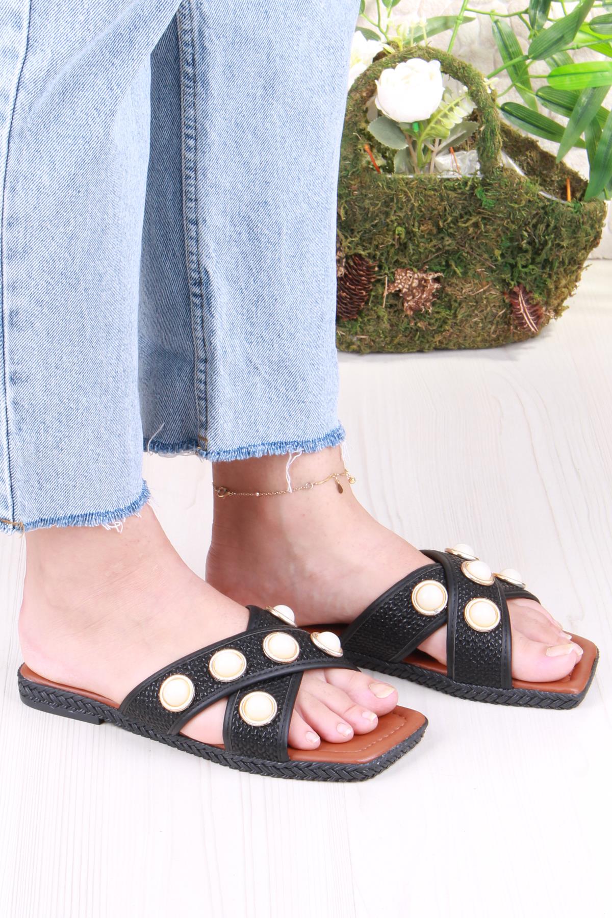 014-20 Fls Toka Detaylı Tatil Terliği Günlük Terlik Kadın Terlik - Görsel 4