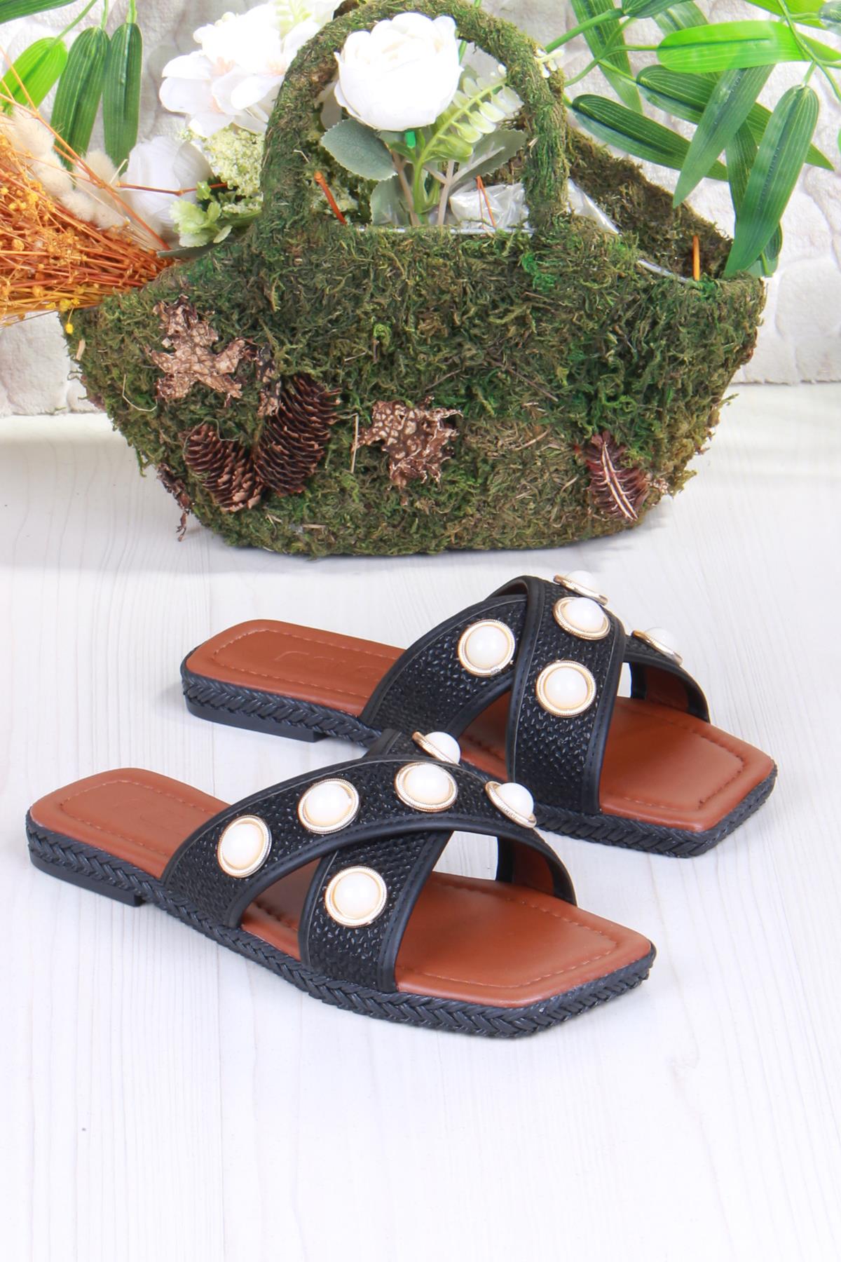 014-20 Fls Toka Detaylı Tatil Terliği Günlük Terlik Kadın Terlik - Görsel 5