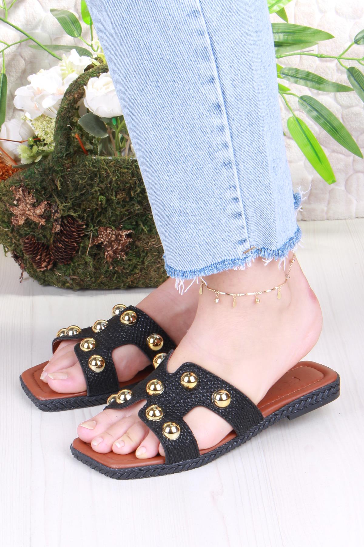 014-25 Fls Toka Detaylı Tatil Terliği Günlük Terlik Kadın Terlik - Görsel 3