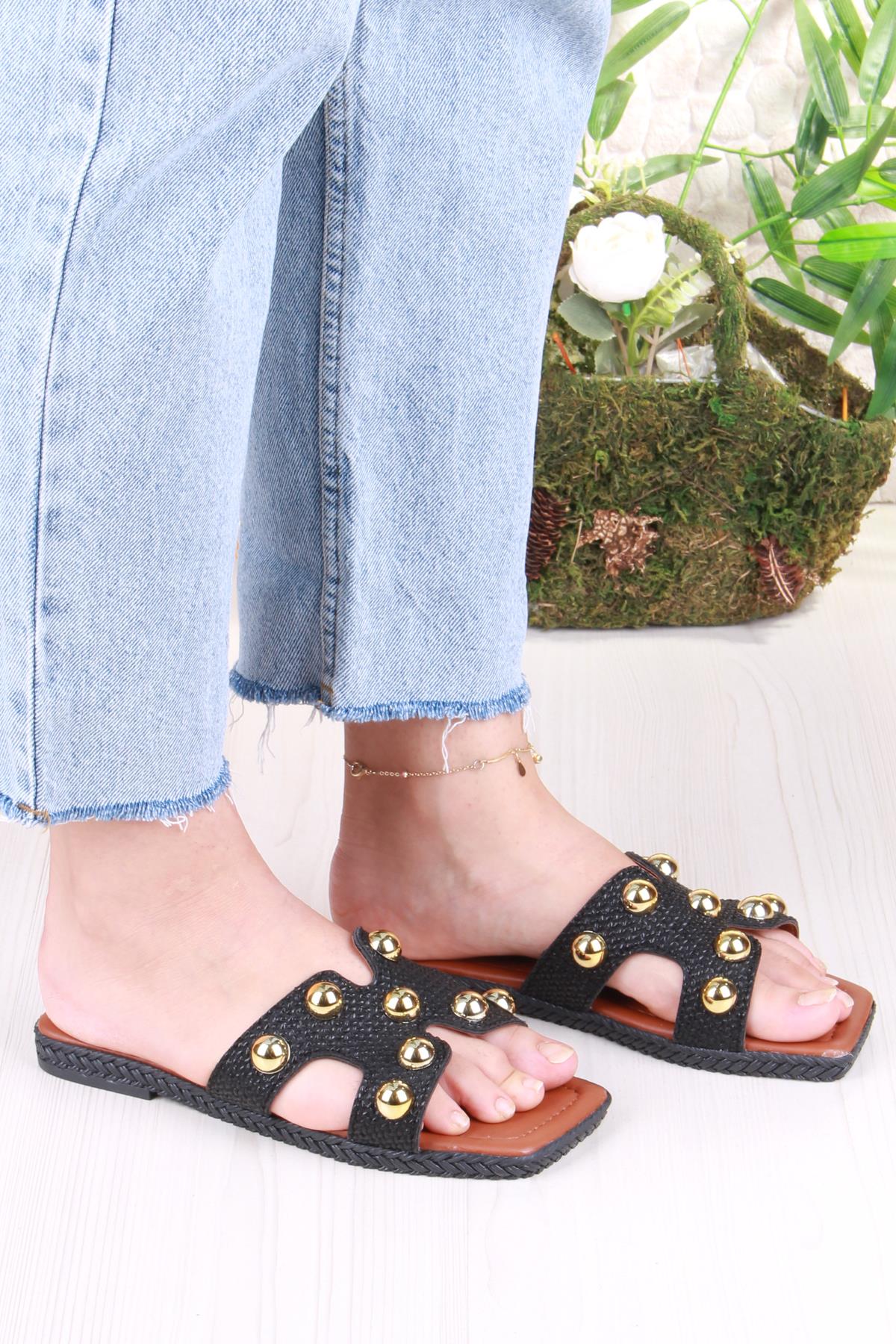 014-25 Fls Toka Detaylı Tatil Terliği Günlük Terlik Kadın Terlik - Görsel 4