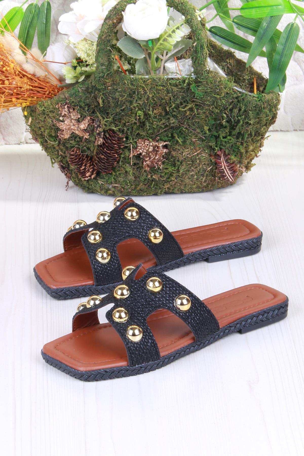 014-25 Fls Toka Detaylı Tatil Terliği Günlük Terlik Kadın Terlik - Görsel 6