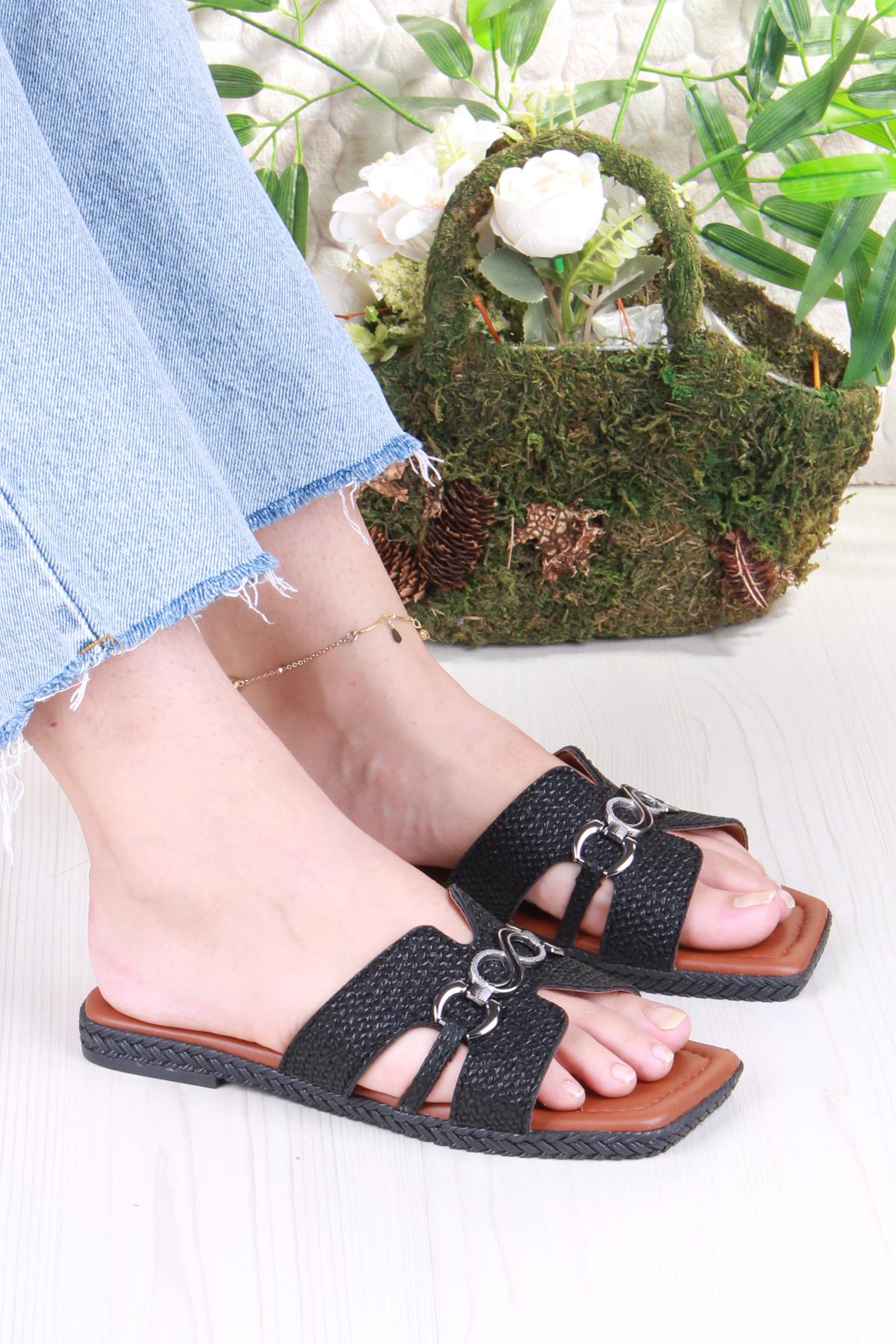 014-23 Fls Toka Detaylı Tatil Terliği Günlük Terlik Kadın Terlik - Görsel 2