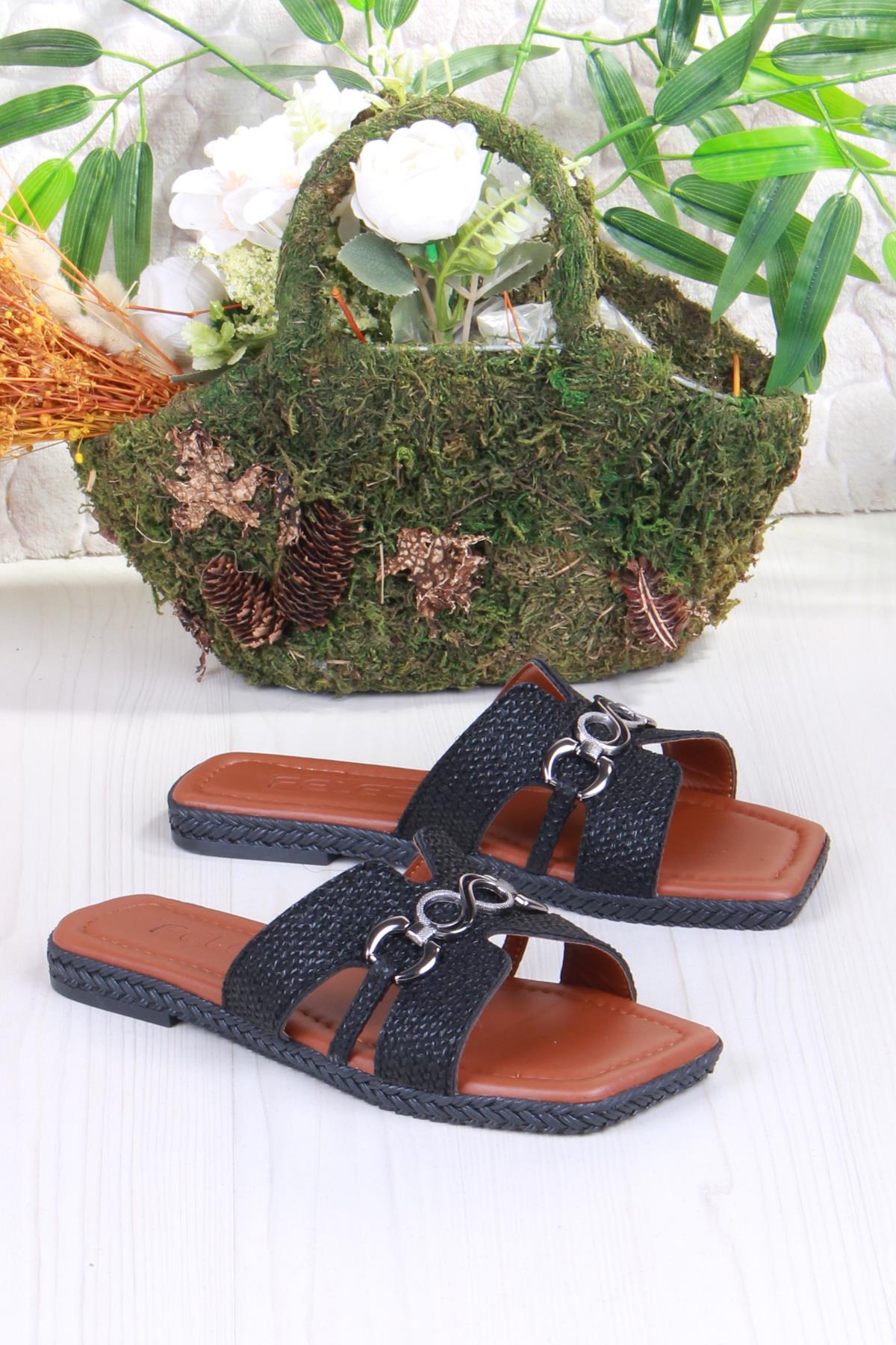 014-23 Fls Toka Detaylı Tatil Terliği Günlük Terlik Kadın Terlik - Görsel 5