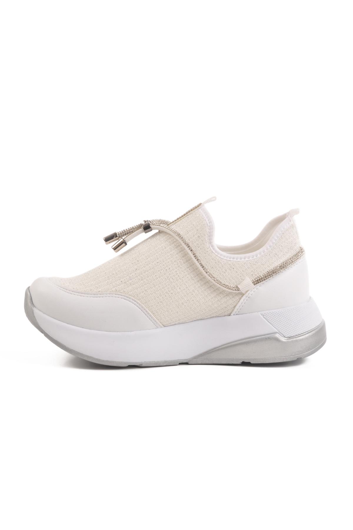 Aspor Beyaz Taş İşlemeli Kadın Sneaker - Görsel 3