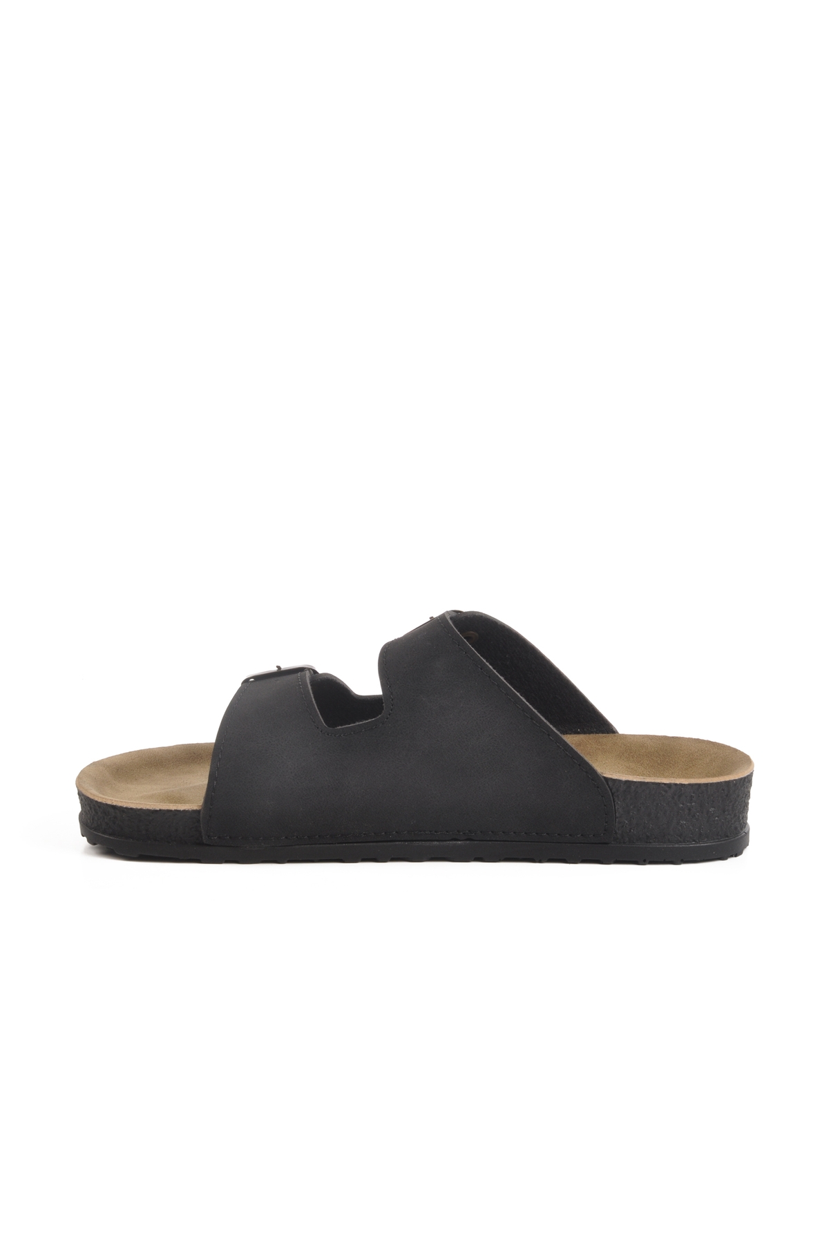 Aspor Siyah Çift Tokalı Anatomik Kadın Düz Terlik - Görsel 3