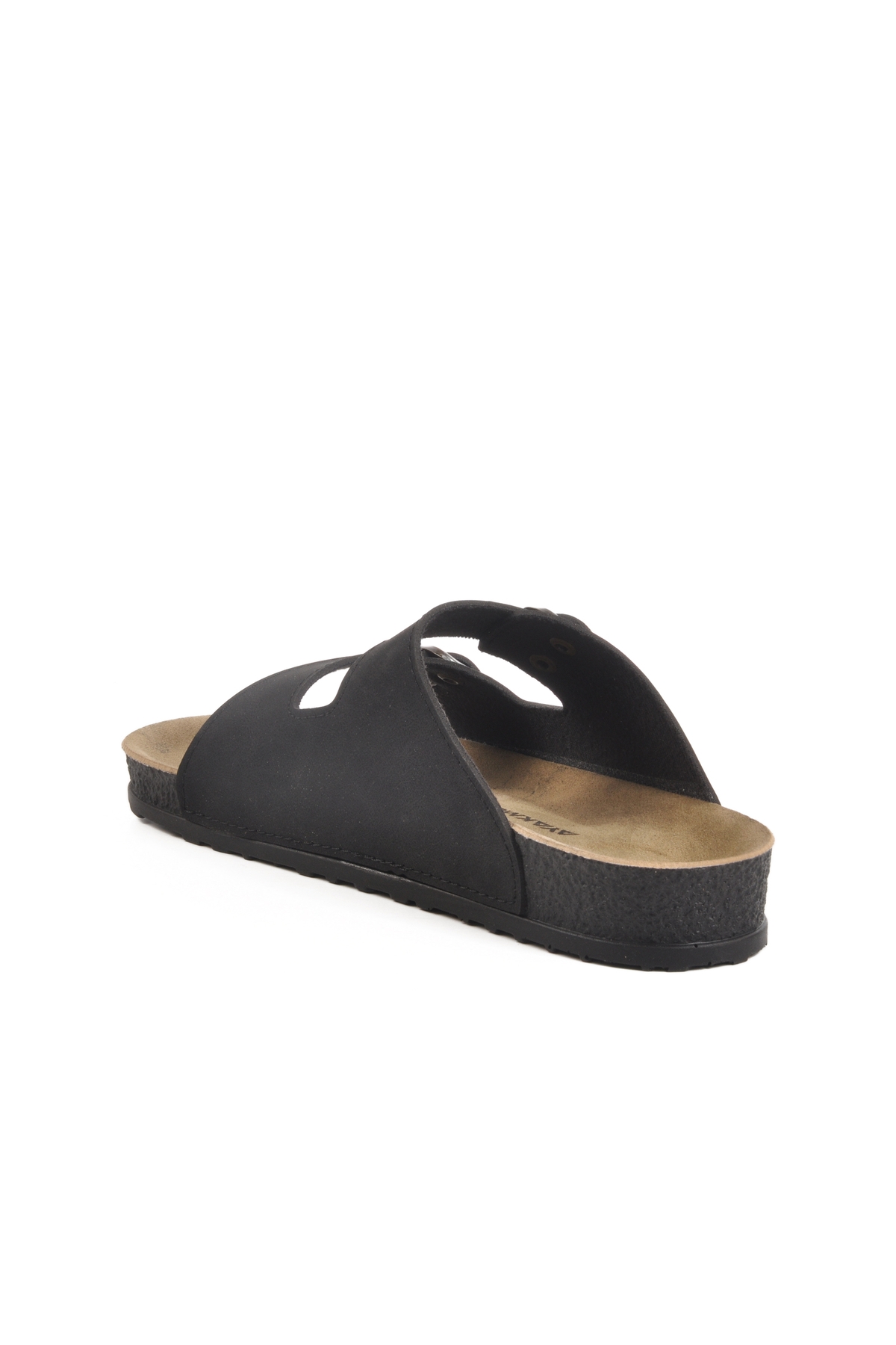 Aspor Siyah Çift Tokalı Anatomik Kadın Düz Terlik - Görsel 5