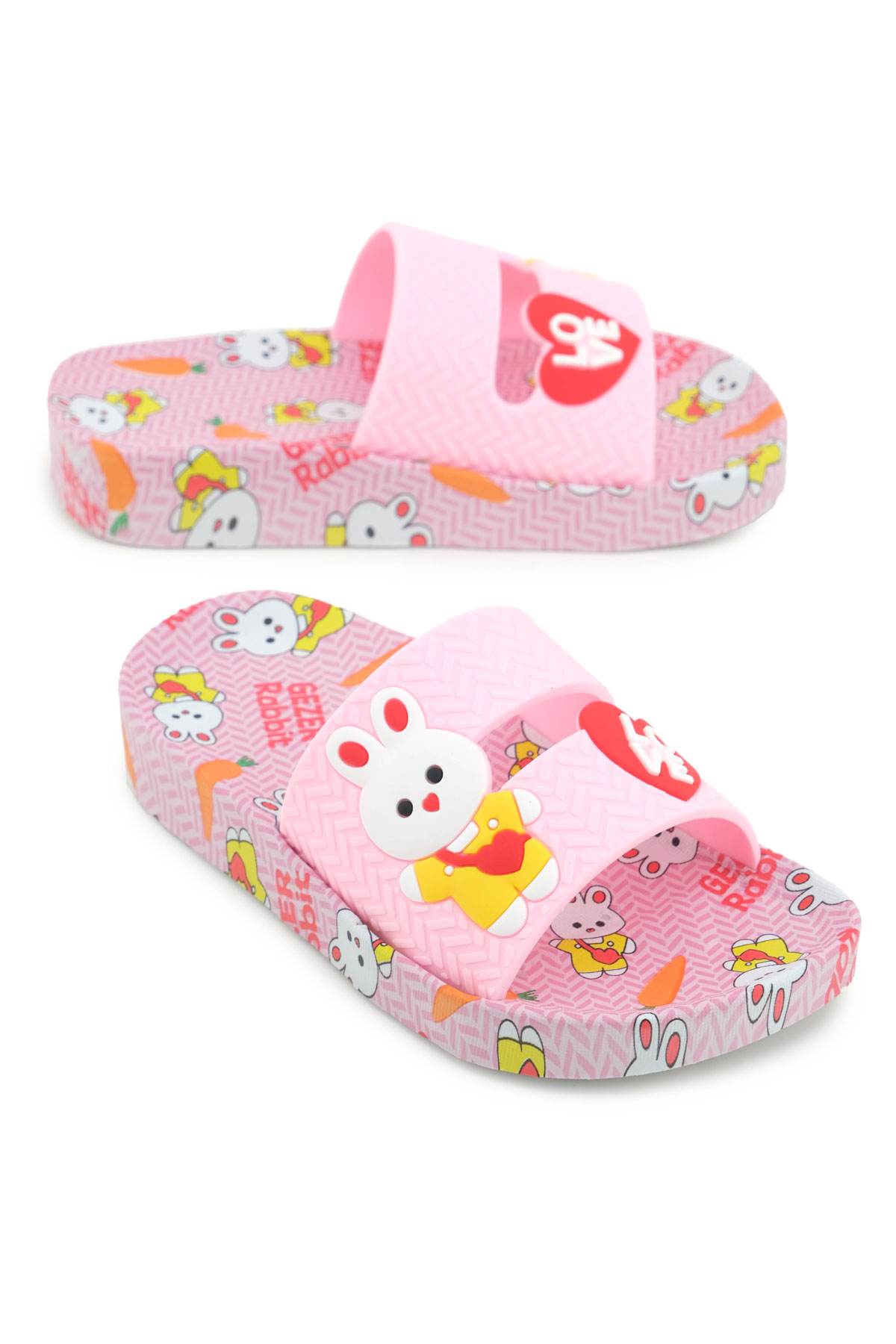 Gezer Gezer Pembe Rabbit Kız Çocuk Yazlık Airblow Islak Zemine Uygun Rahat Taban Ev Banyo Havuz Plaj Günlük Terlik Sandalet & Terlik | Flo Pembe - 2. görsel