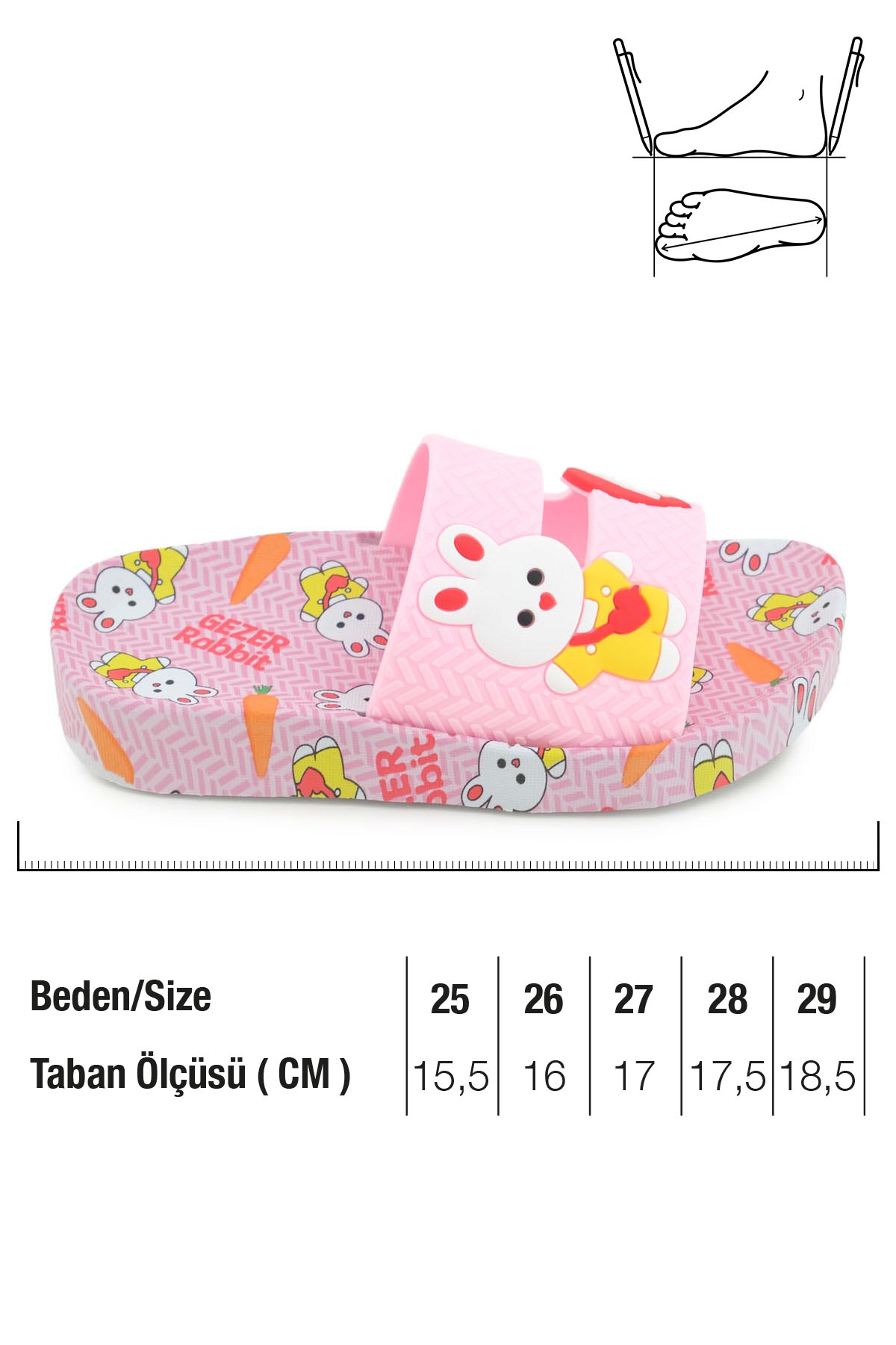 Gezer Gezer Pembe Rabbit Kız Çocuk Yazlık Airblow Islak Zemine Uygun Rahat Taban Ev Banyo Havuz Plaj Günlük Terlik Sandalet & Terlik | Flo Pembe - 3. görsel