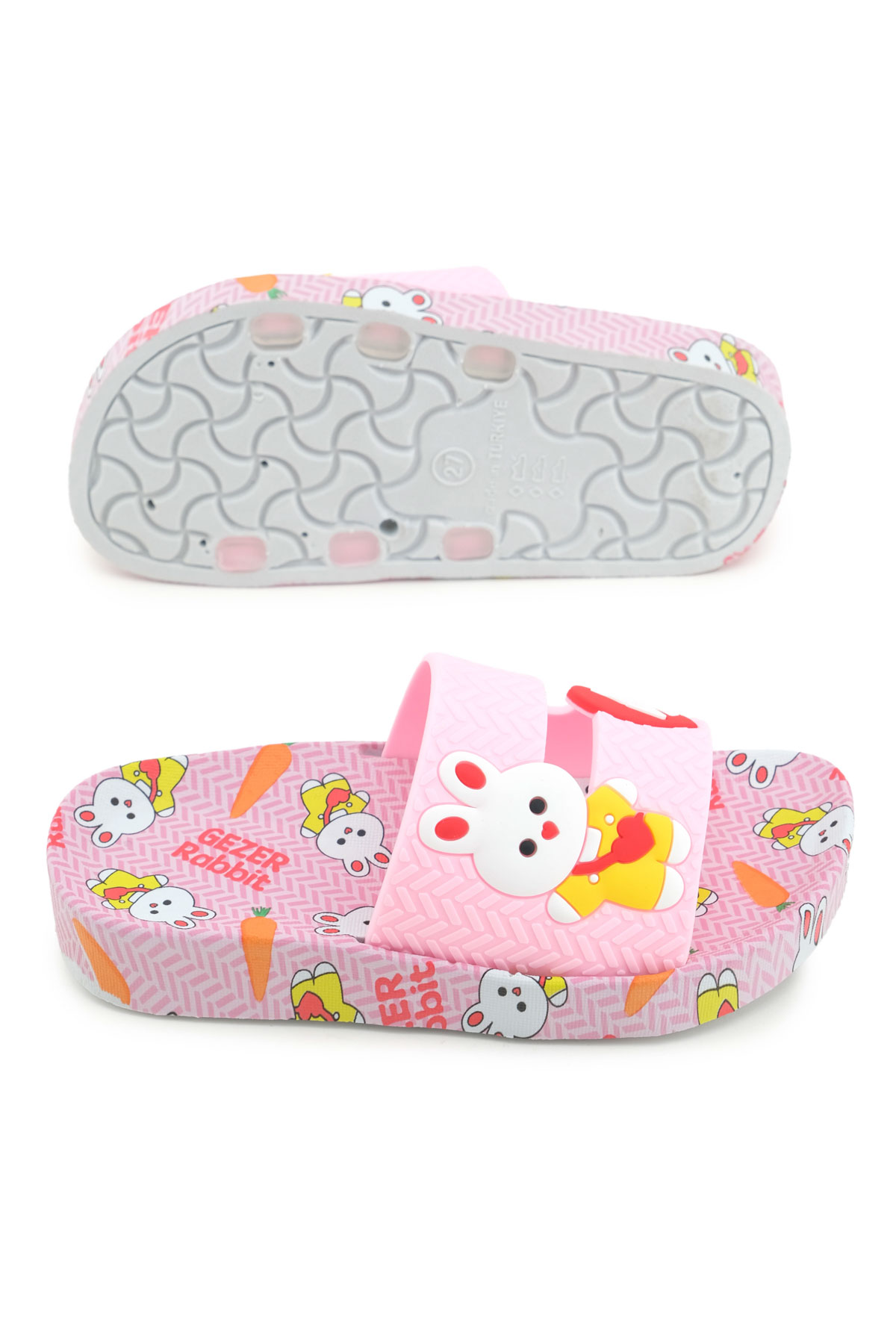 Gezer Gezer Pembe Rabbit Kız Çocuk Yazlık Airblow Islak Zemine Uygun Rahat Taban Ev Banyo Havuz Plaj Günlük Terlik Sandalet & Terlik | Flo Pembe - 6. görsel