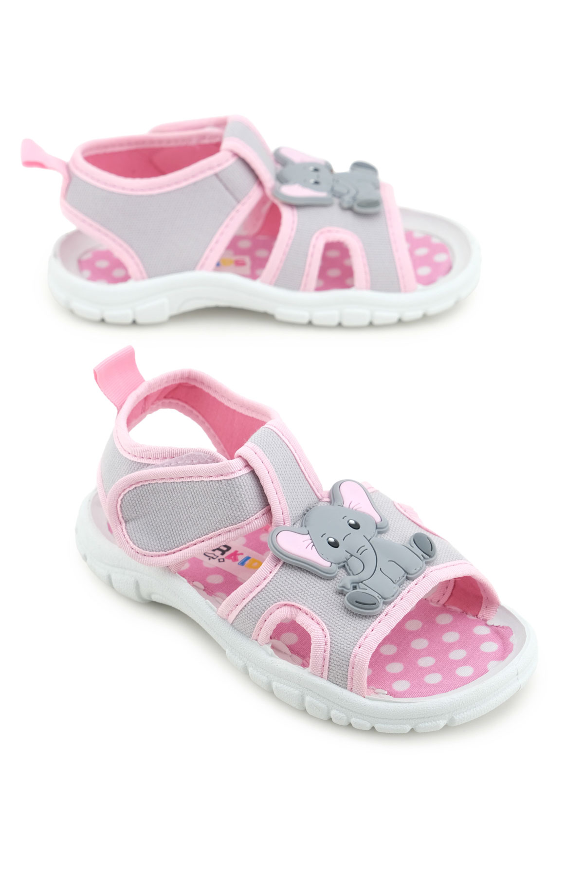 Gezer Gezer Gri Kız Çocuk Bilekten Cırtlı Ayarlanabilir PVC Rahat Esnek Taban Günlük Sandalet Sandalet & Terlik | Flo Gri - 2. görsel