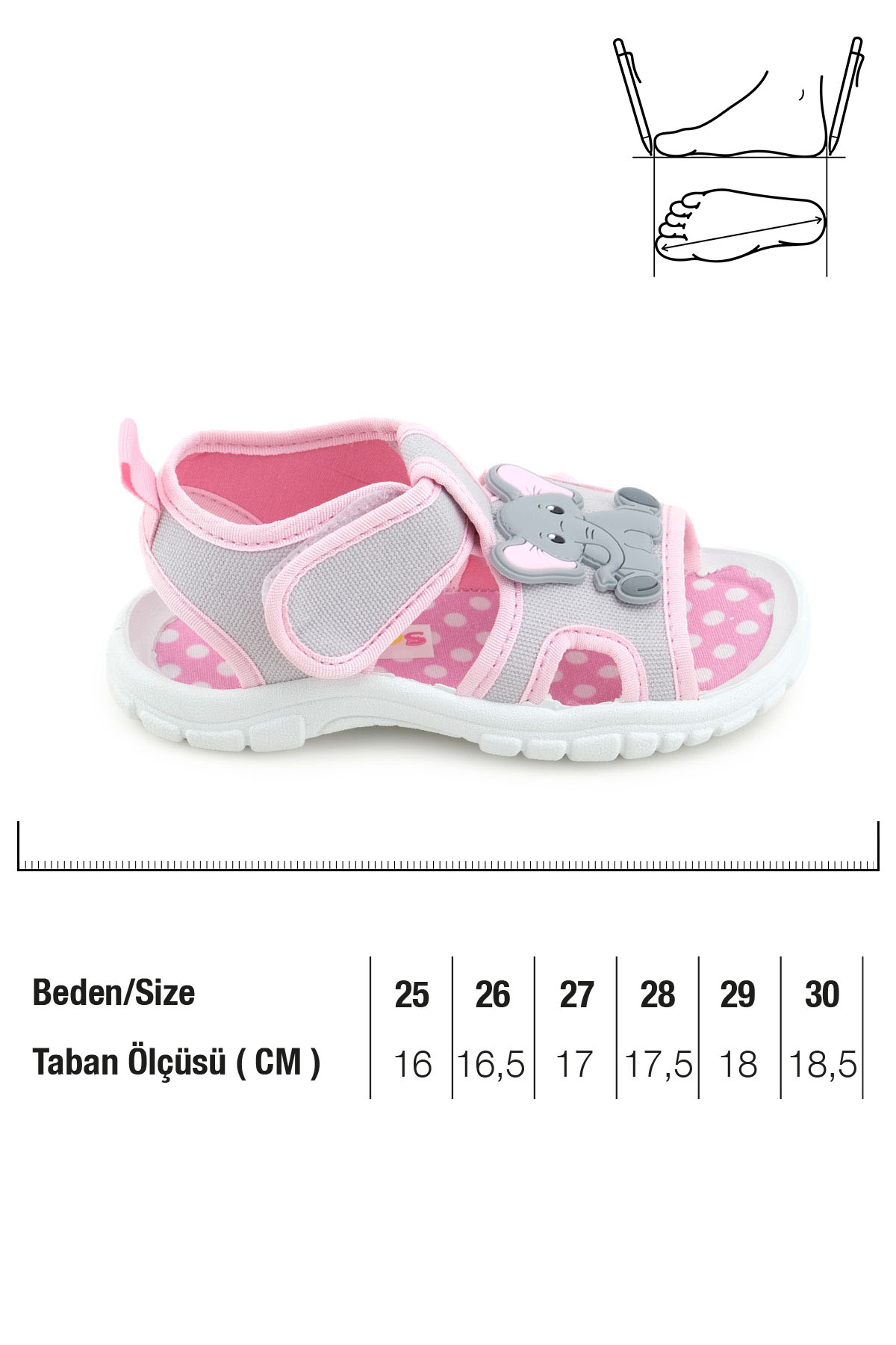 Gezer Gezer Gri Kız Çocuk Bilekten Cırtlı Ayarlanabilir PVC Rahat Esnek Taban Günlük Sandalet Sandalet & Terlik | Flo Gri - 3. görsel