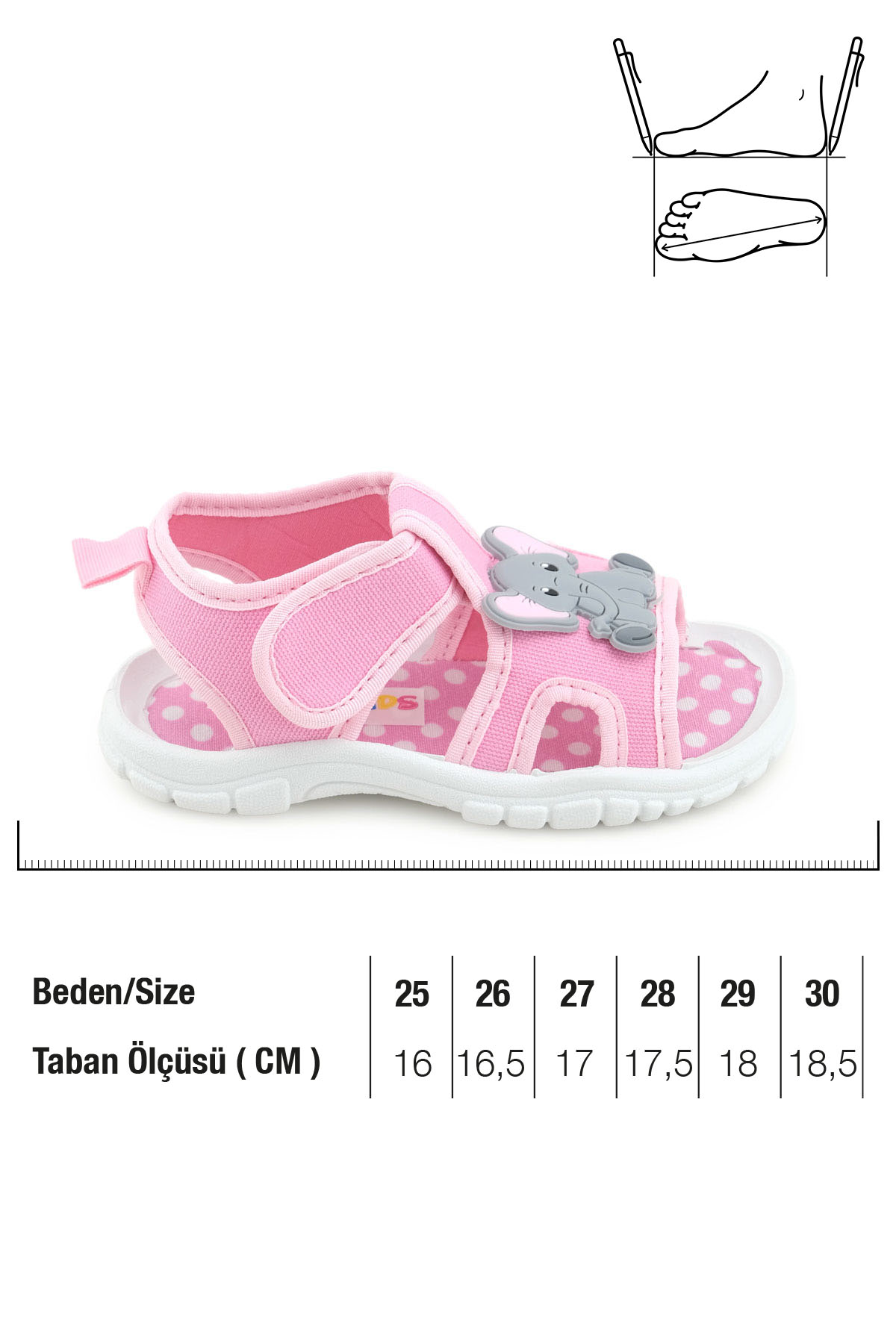 Gezer Gezer Pembe Kız Çocuk Bilekten Cırtlı Ayarlanabilir PVC Rahat Esnek Taban Günlük Sandalet Sandalet & Terlik | Flo Pembe - 3. görsel