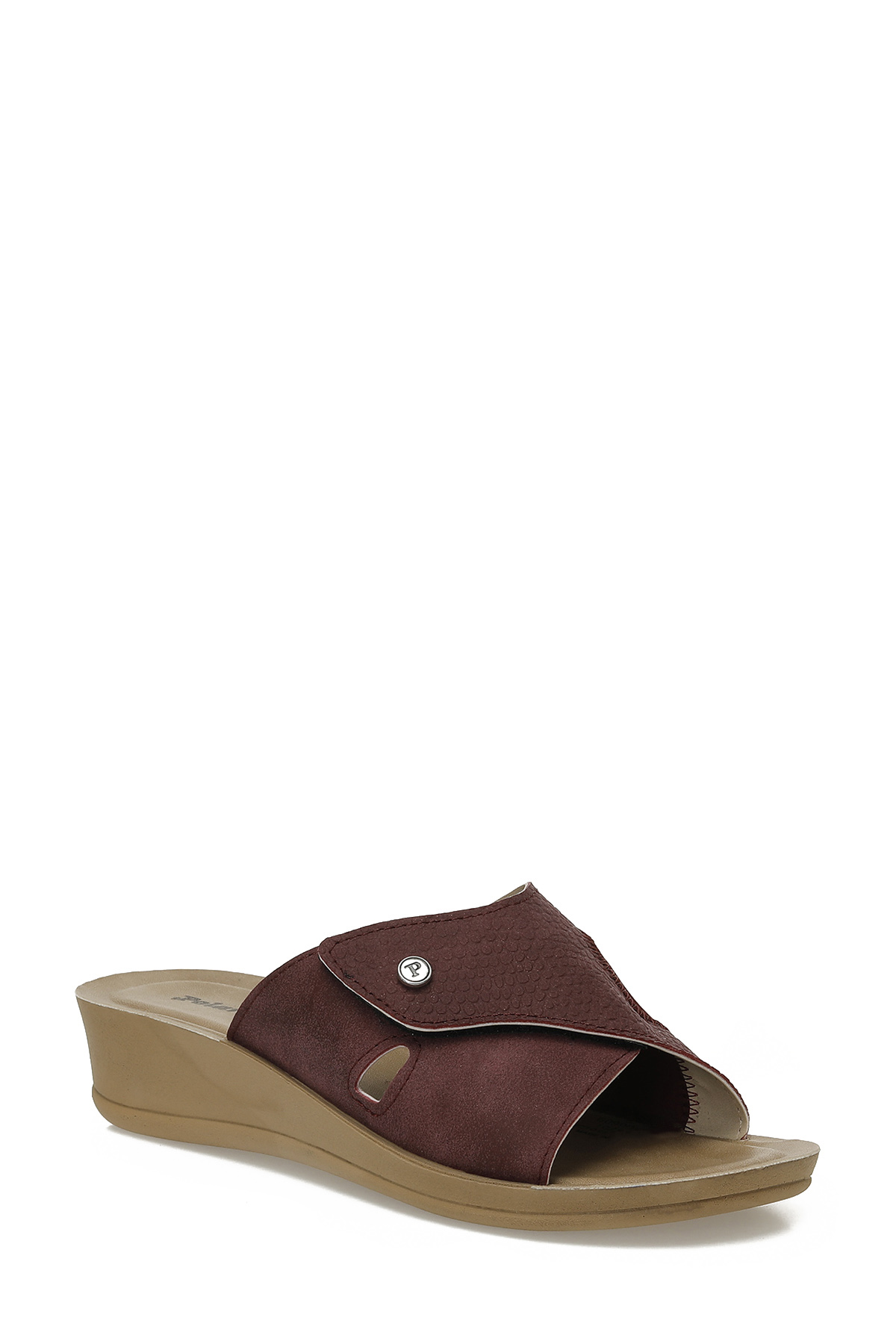 609008.Z5PR Bordo Kadın Dolgu Topuk Terlik - Görsel 3