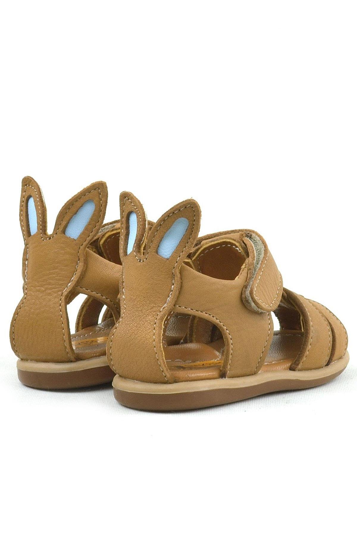 Bunny Hakiki Deri Taba Cırtlı Bebek Sandalet - Görsel 8