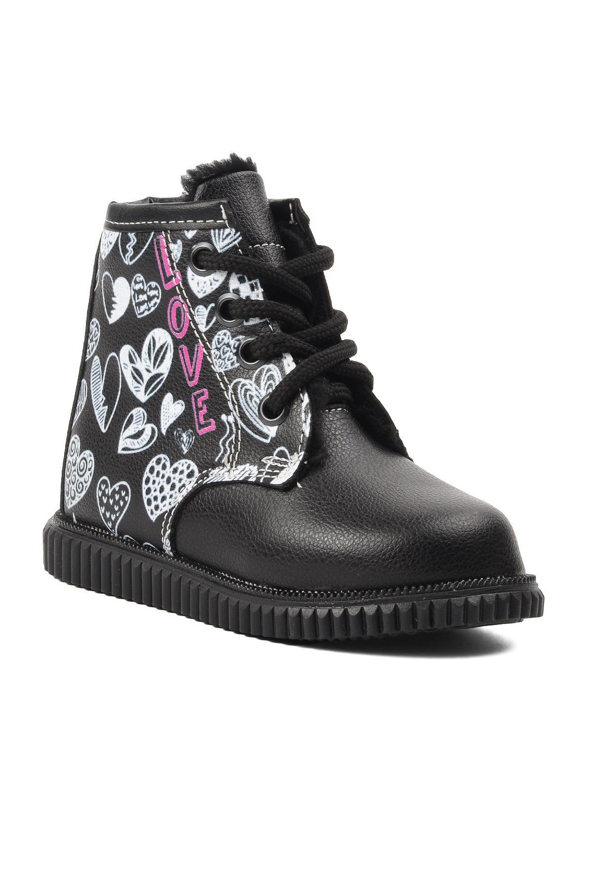 Arz 2301005-B Siyah Desenli İçi Kürklü Çocuk Bot - Görsel 2