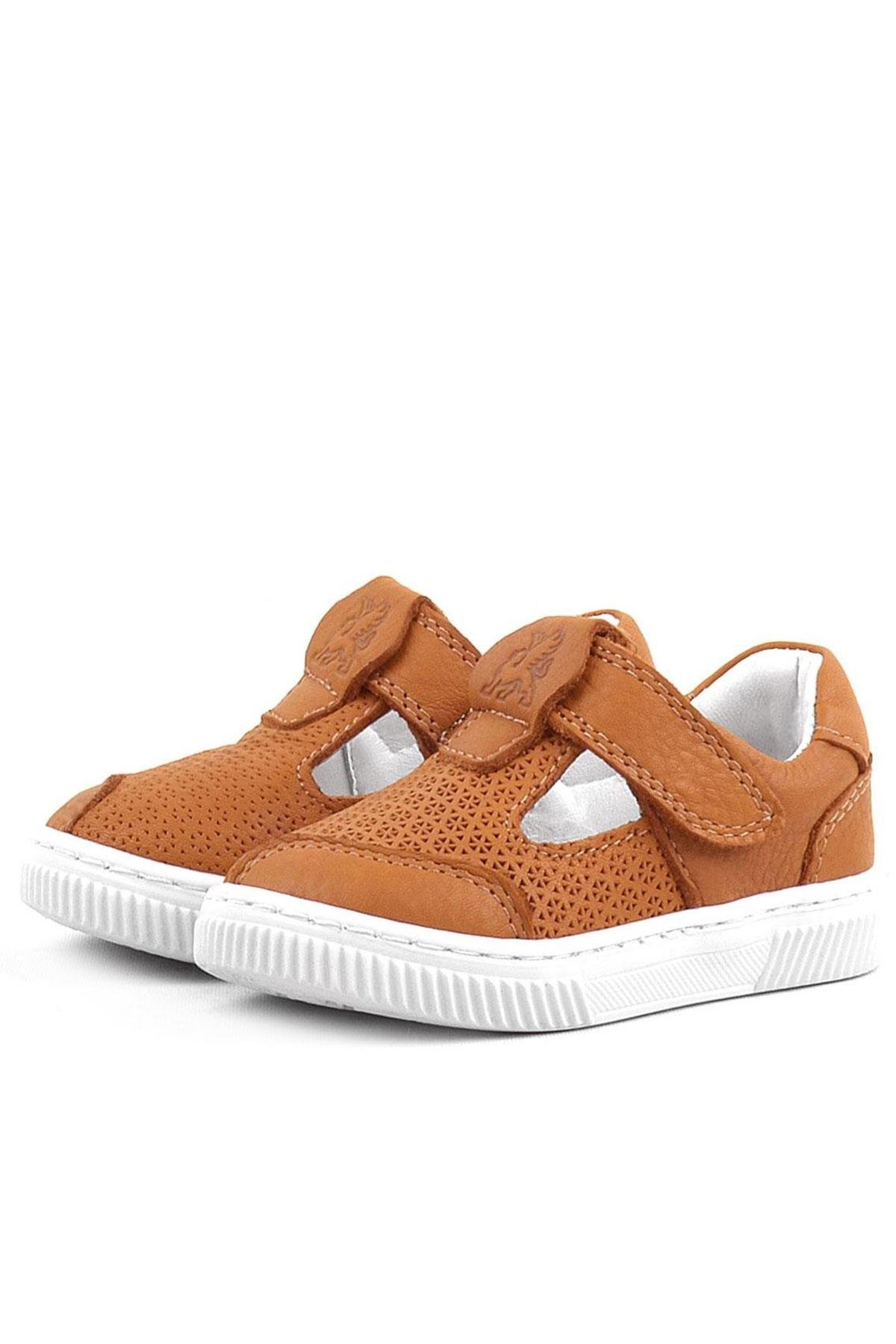 Bheem Hakiki Deri Turuncu Cırtlı Bebek Sneaker Sandalet - Görsel 5