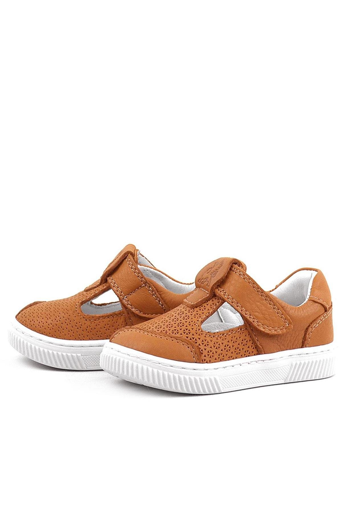 Bheem Hakiki Deri Turuncu Cırtlı Bebek Sneaker Sandalet - Görsel 6